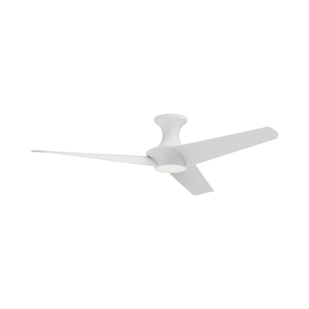 Emiko LED Flush Mount Ceiling Fan in White.