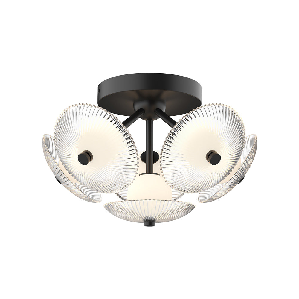 Hera LED Flush Mount Ceiling Light in Matte Black (6-Light).
