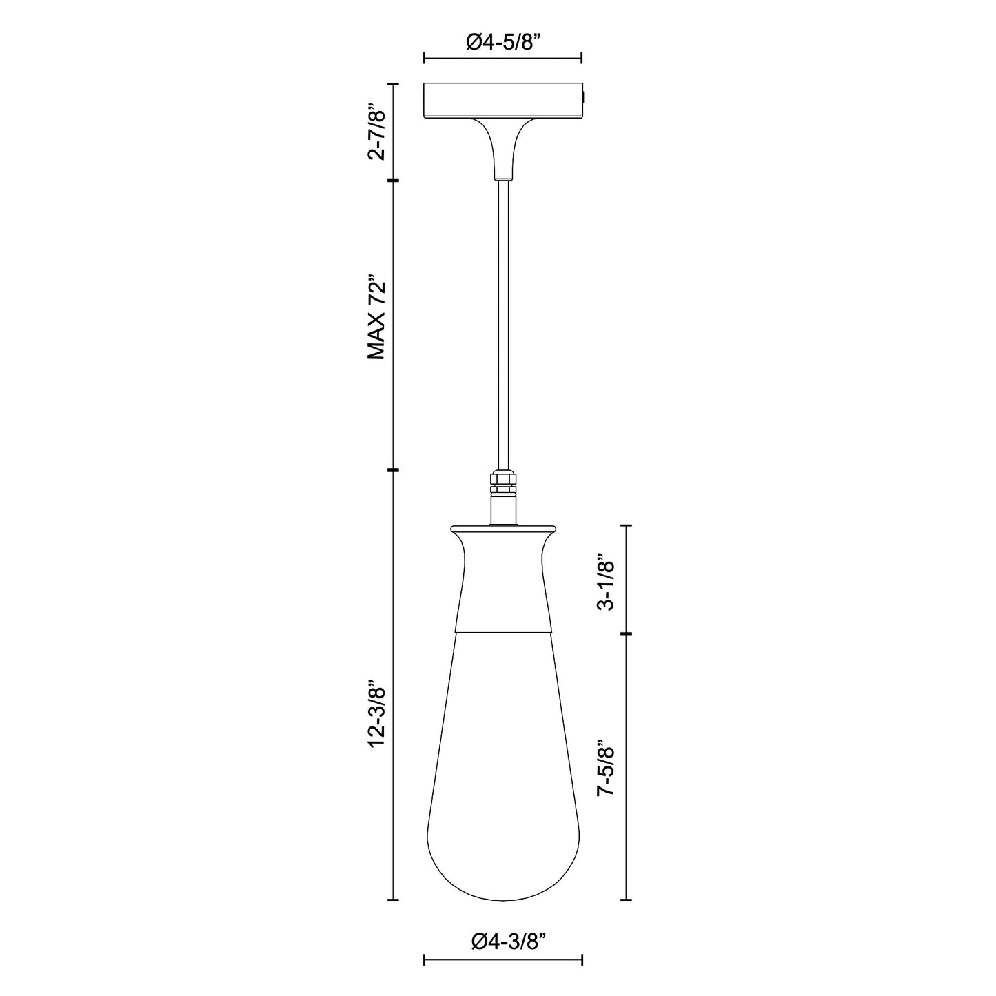 Marcel Outdoor Pendant Light - line drawing.