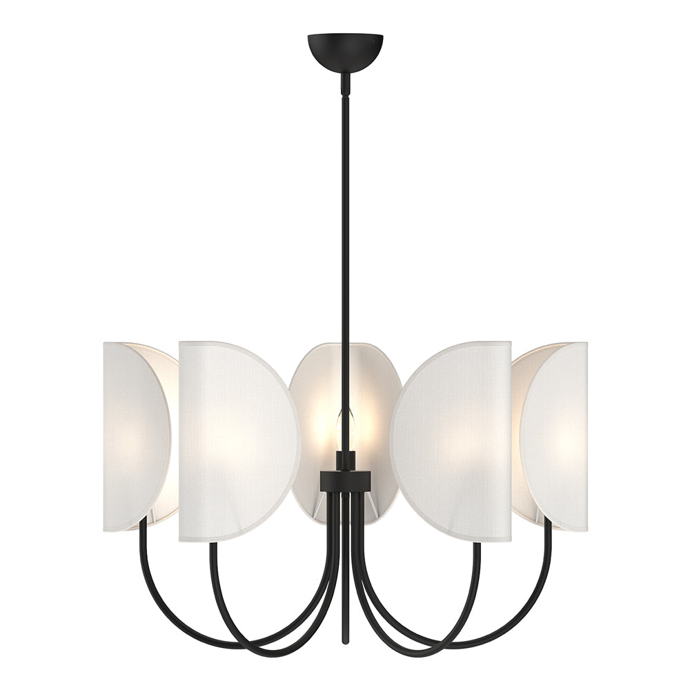 Seno Chandelier in Matte Black/White Cotton (5-Light).