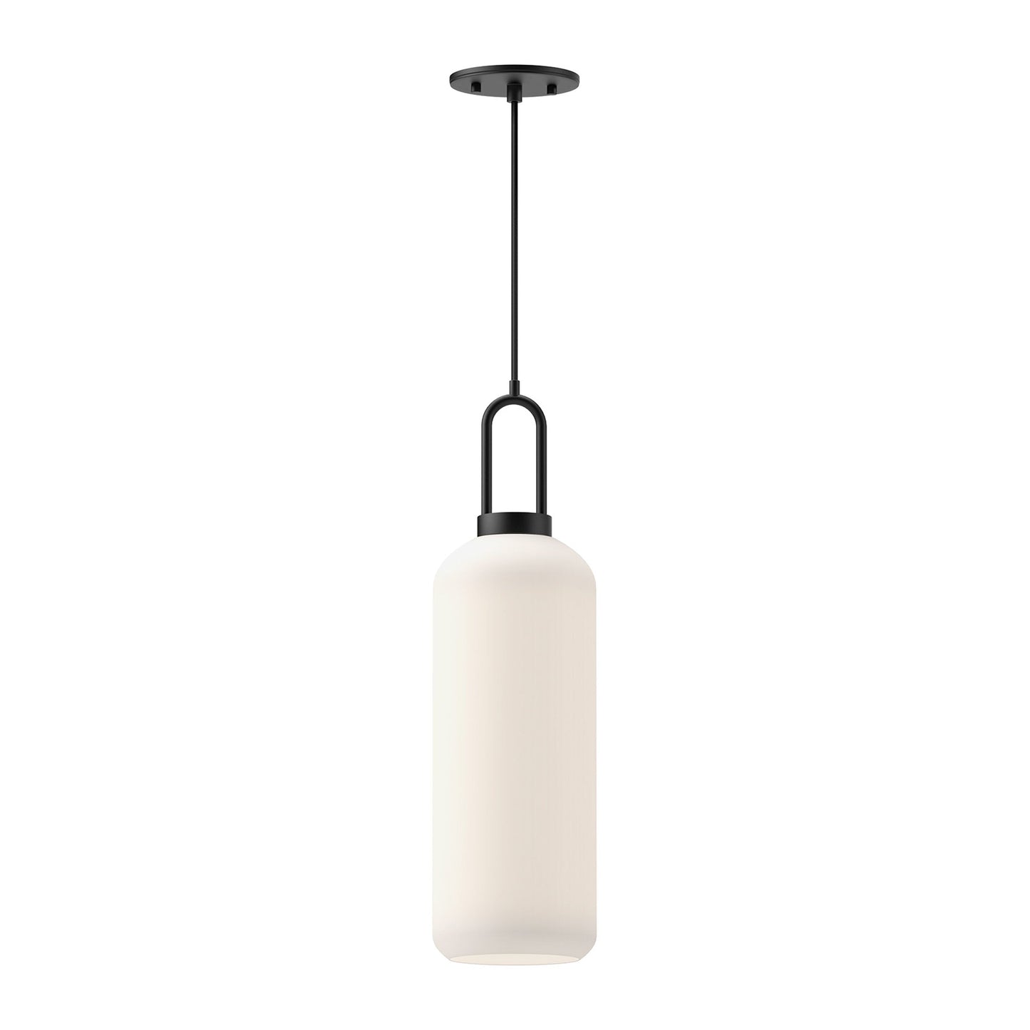 Soji Pendant Light in Matte Black/Opal Matte Glass (Large).