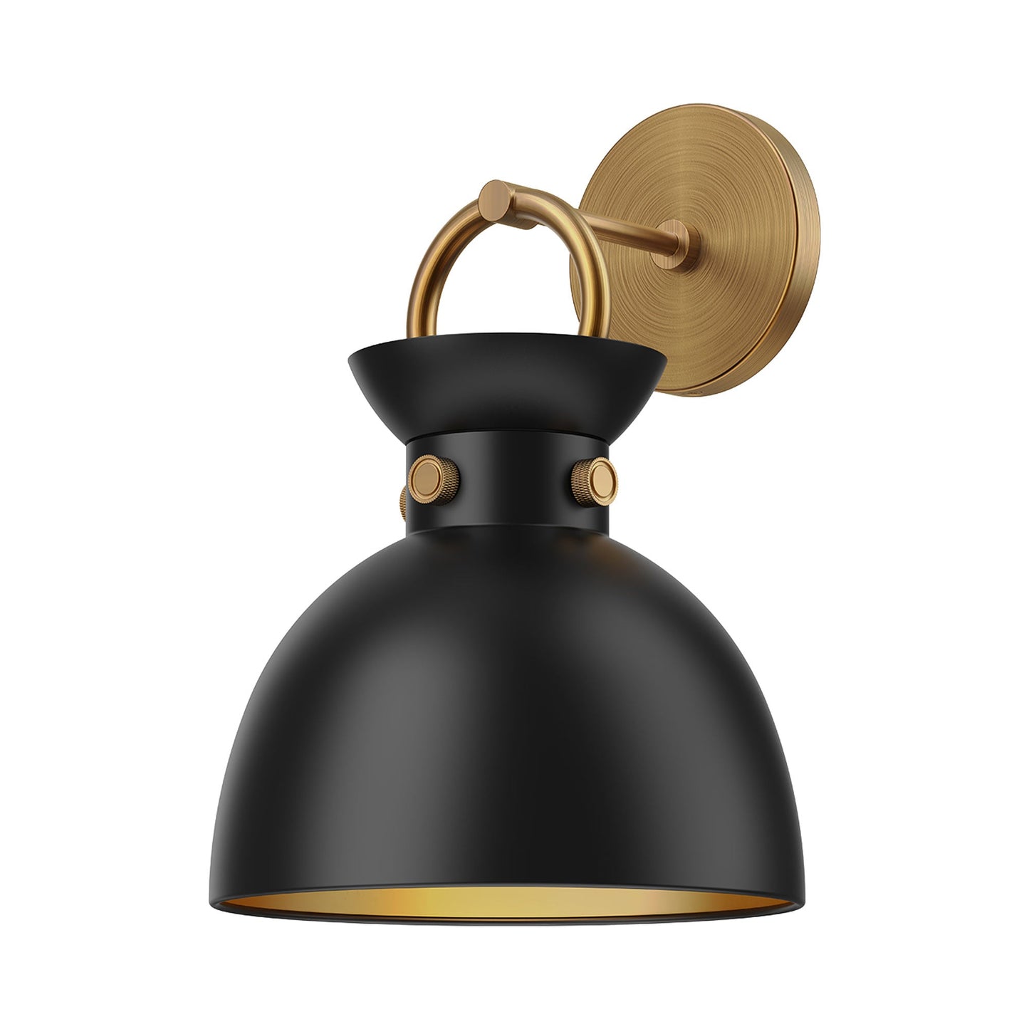 Waldo Vanity Wall Light in Aged Gold/Matte Black.