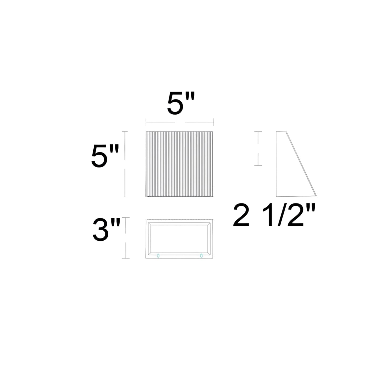 Slant Outdoor LED Wall Light - line drawing.