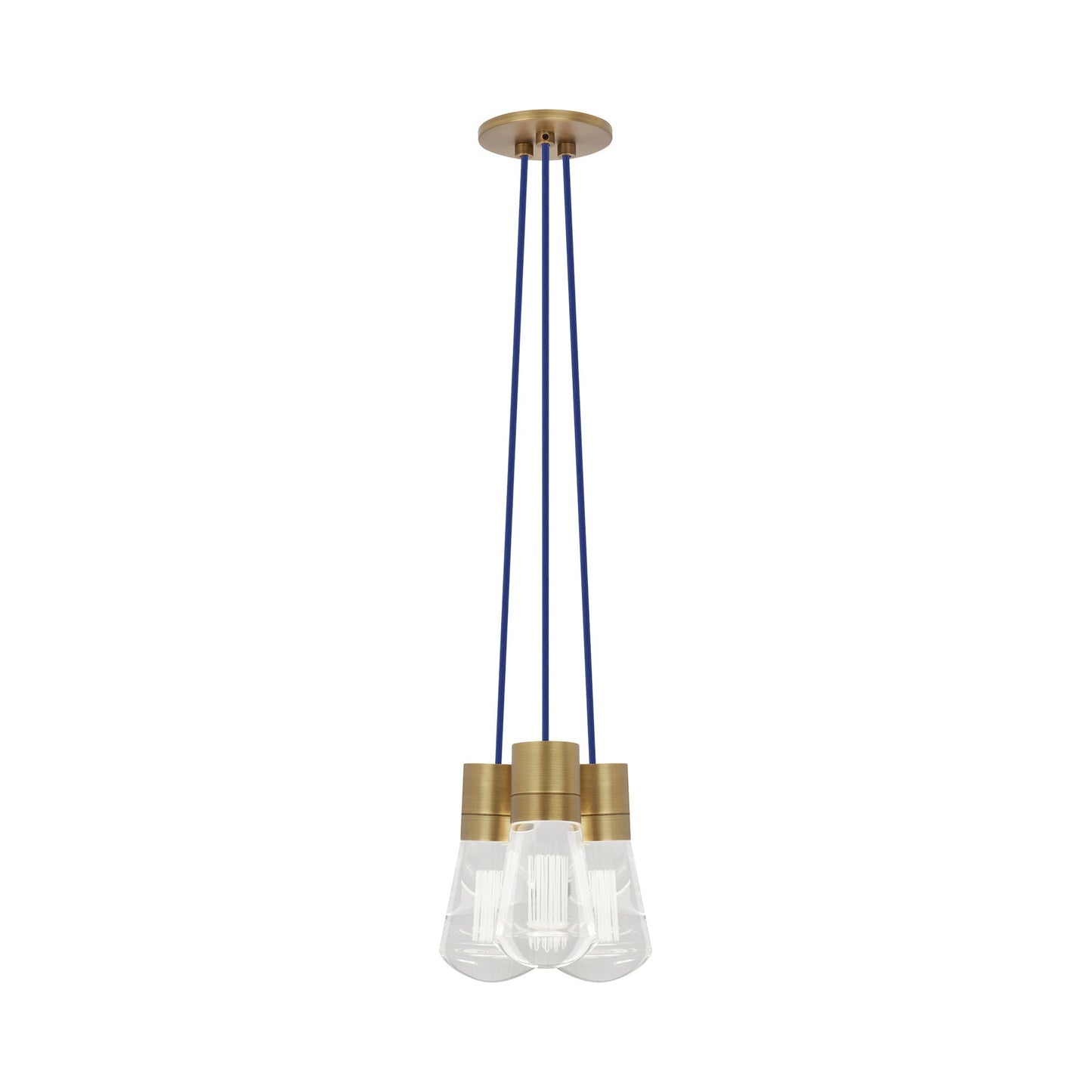 Alva 3-Light LED Pendant Light in Blue/Natural Brass.