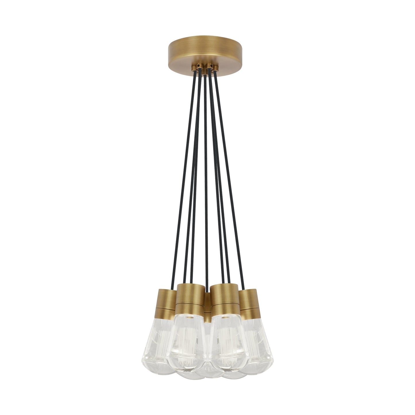 Alva 7-Light LED Pendant Light in Natural Brass/Black.