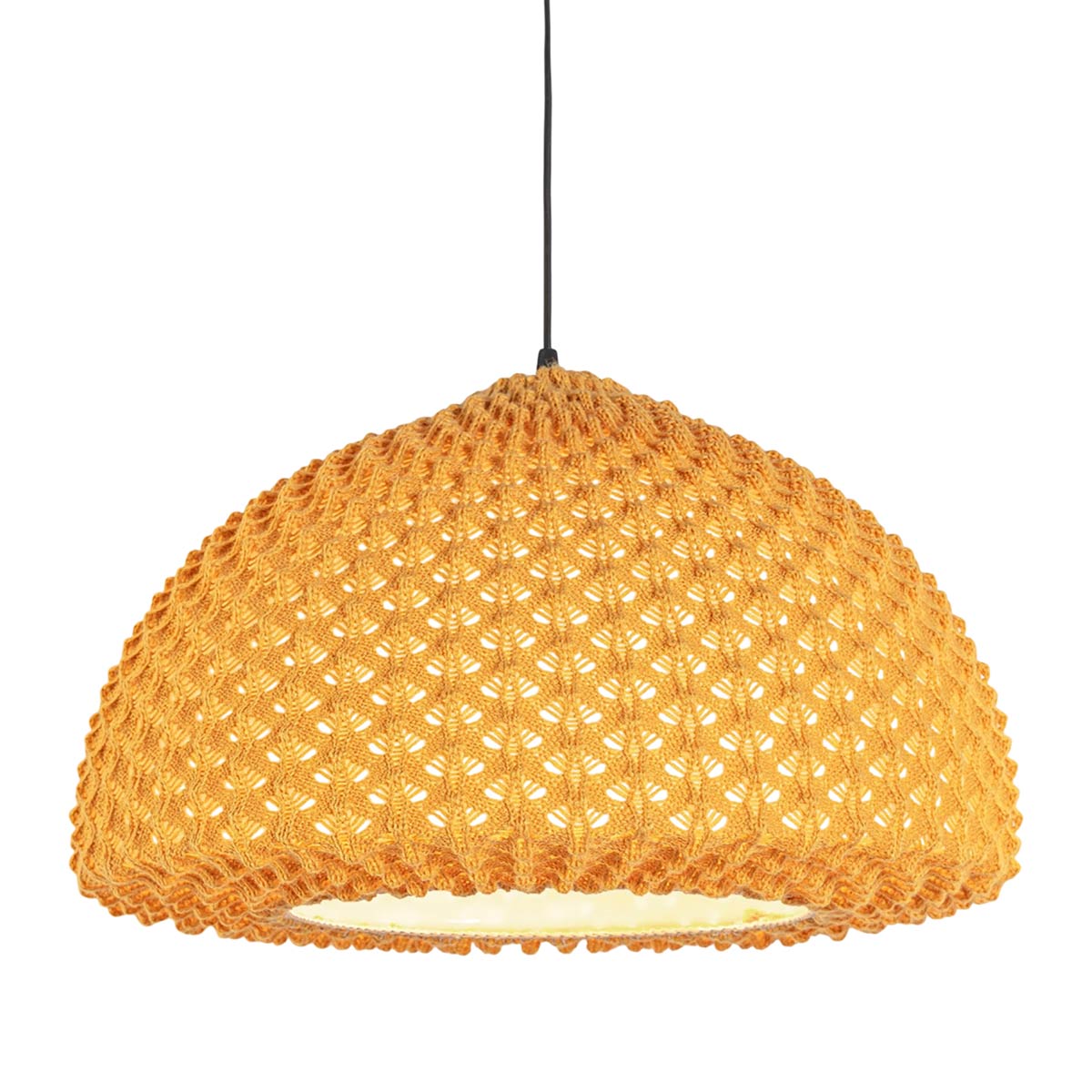 Knitted Dome Pendant Light in Mustard (20-Inch).