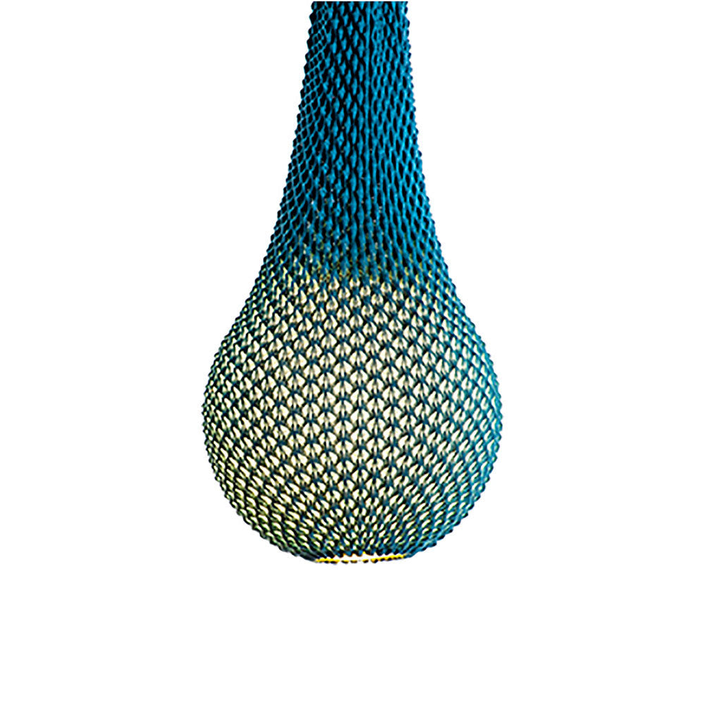 Knitted Dropped Pendant Light in Turquoise (Large).