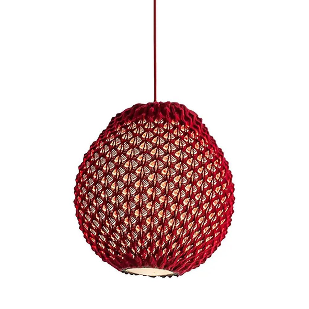 Knitted Falling Pendant Light in Red (Large).