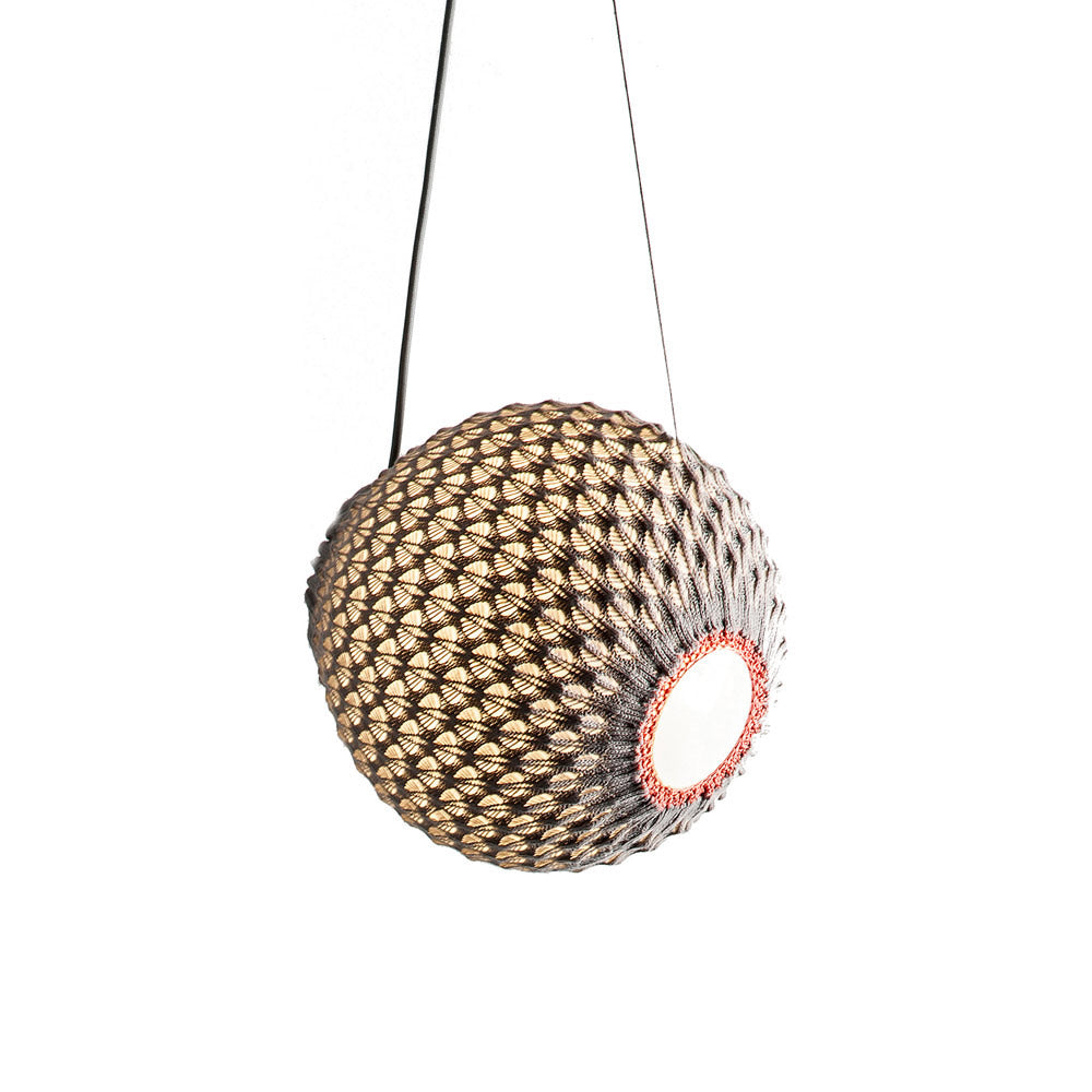 Knitted Tilt Pendant Light in Light Gray (Large).