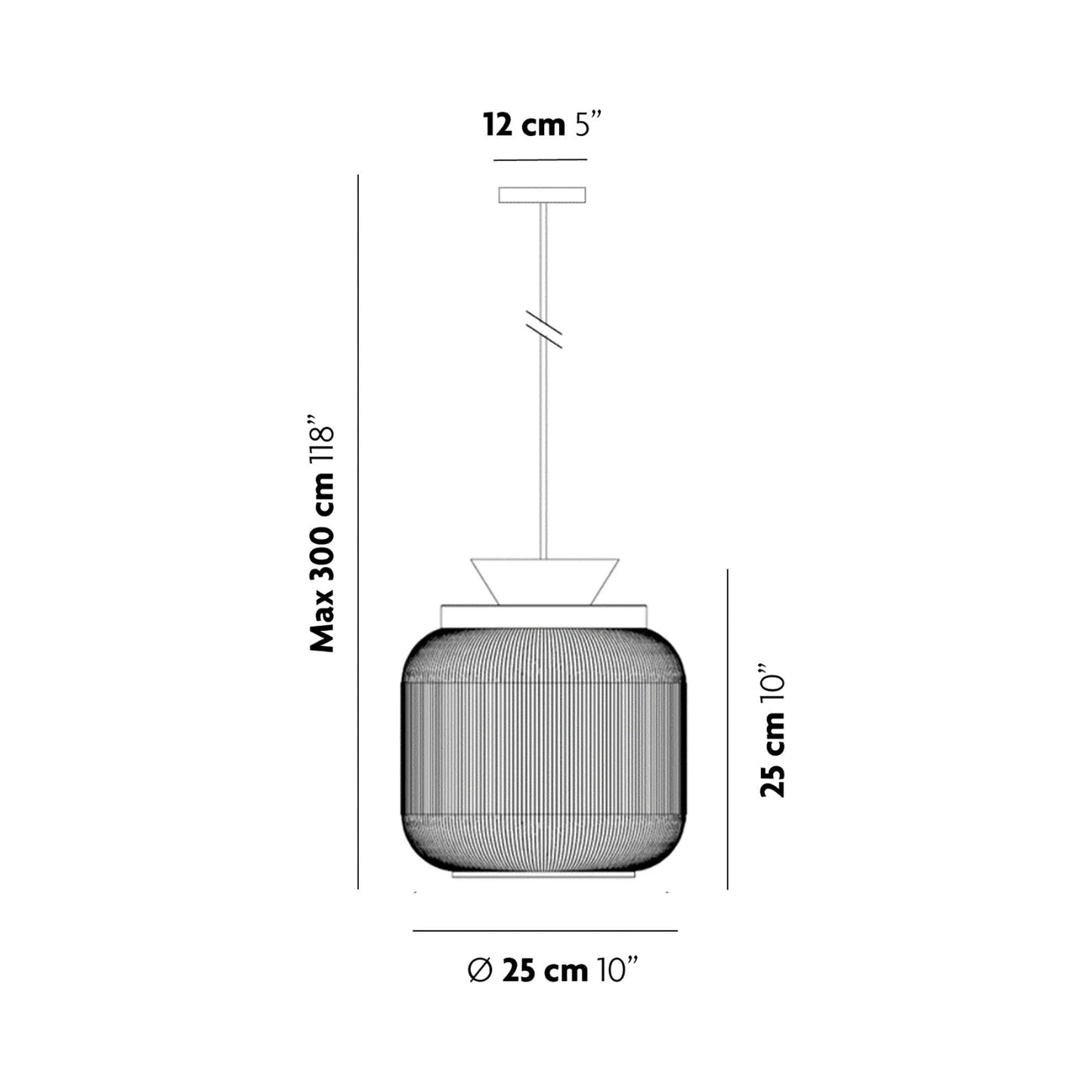 O'r Big Pendant Light - line drawing.