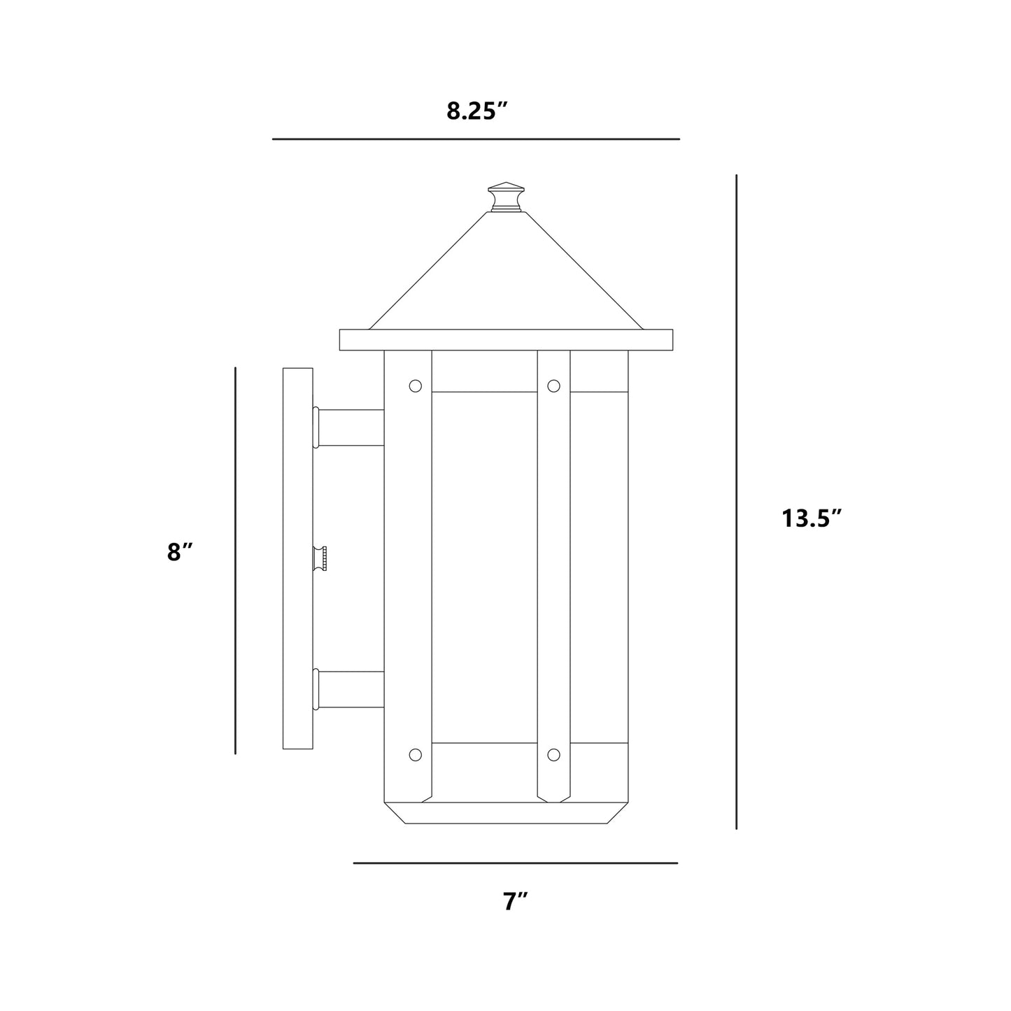 Berkeley Hanging Outdoor Wall Light - line drawing.