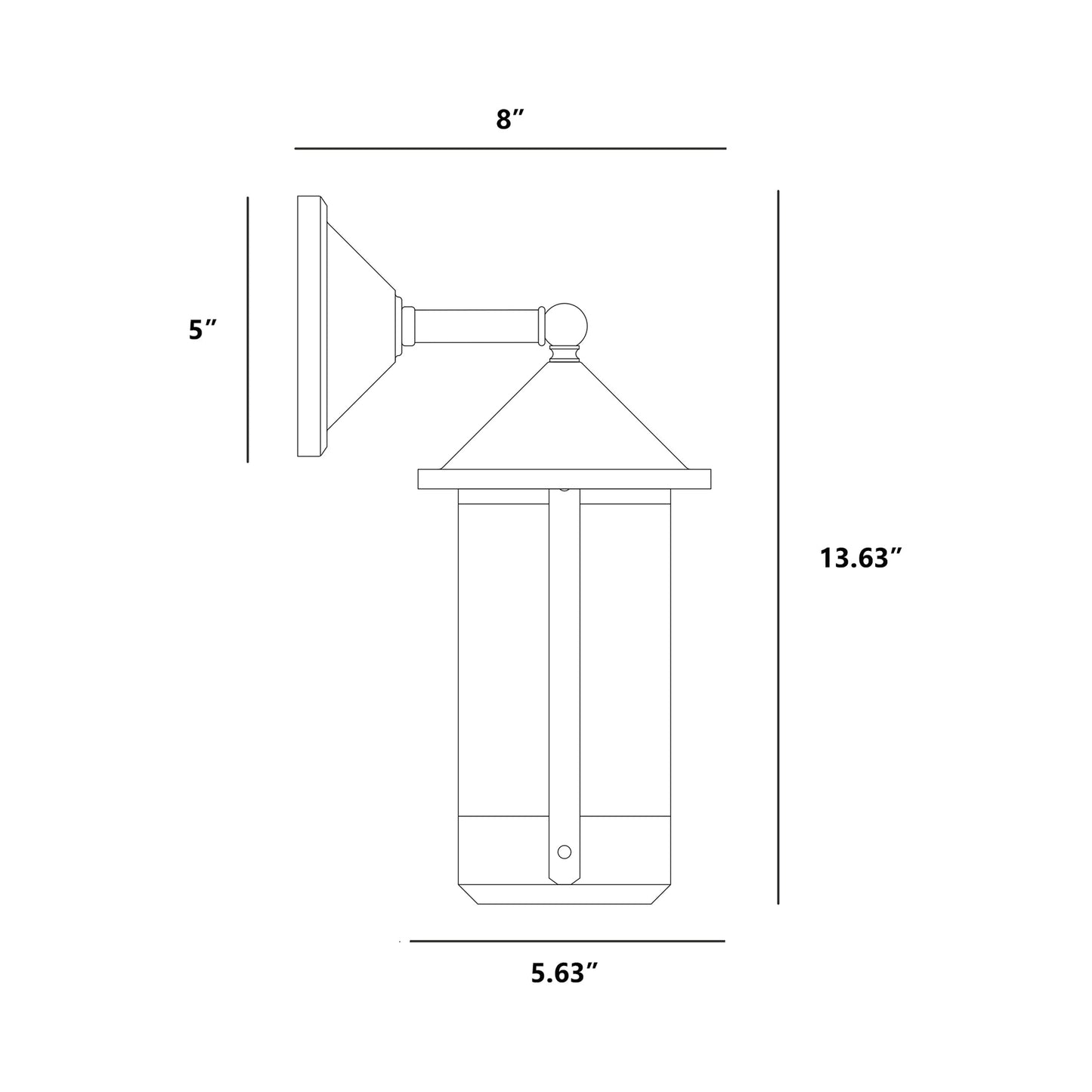 Berkeley Outdoor Wall Light - line drawing.