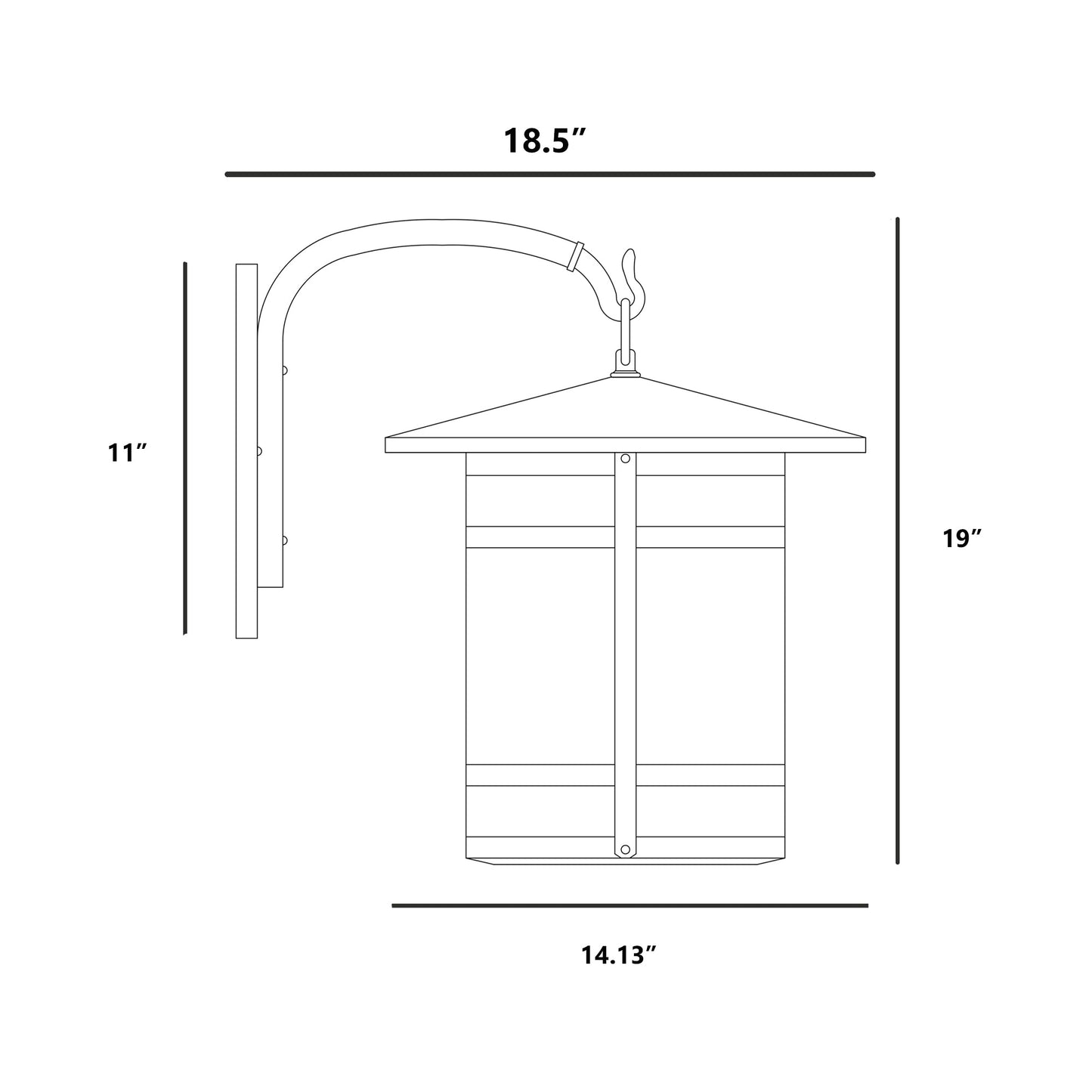 Berkeley Wall Light - line drawing.