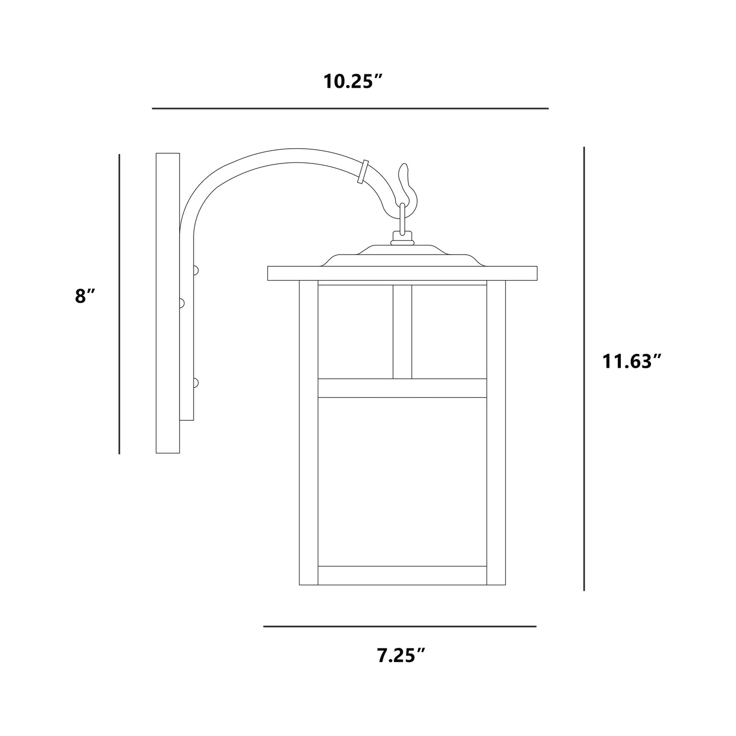 Mission Hanging Wall Light - line drawing.