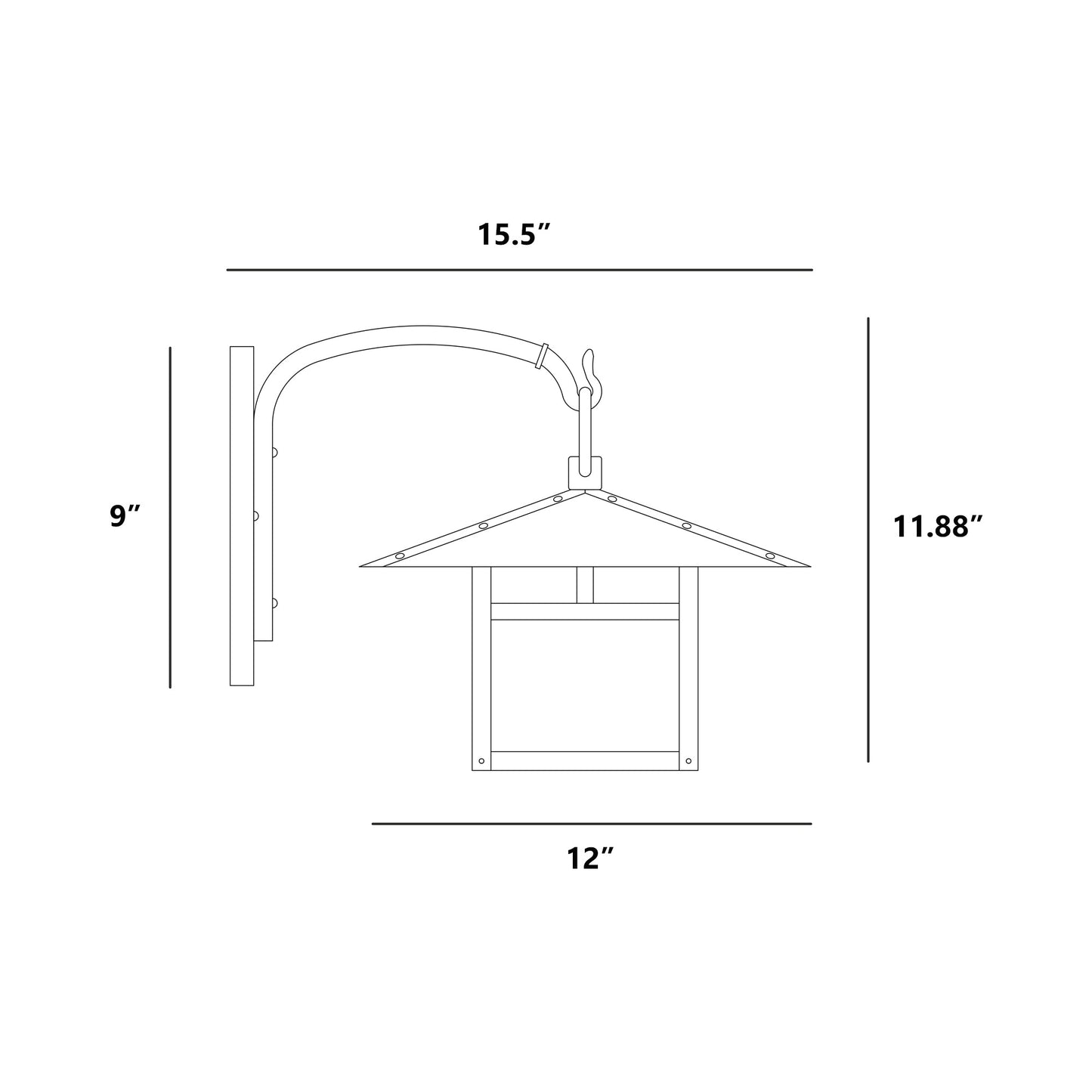 Monterey Wall Light - line drawing.