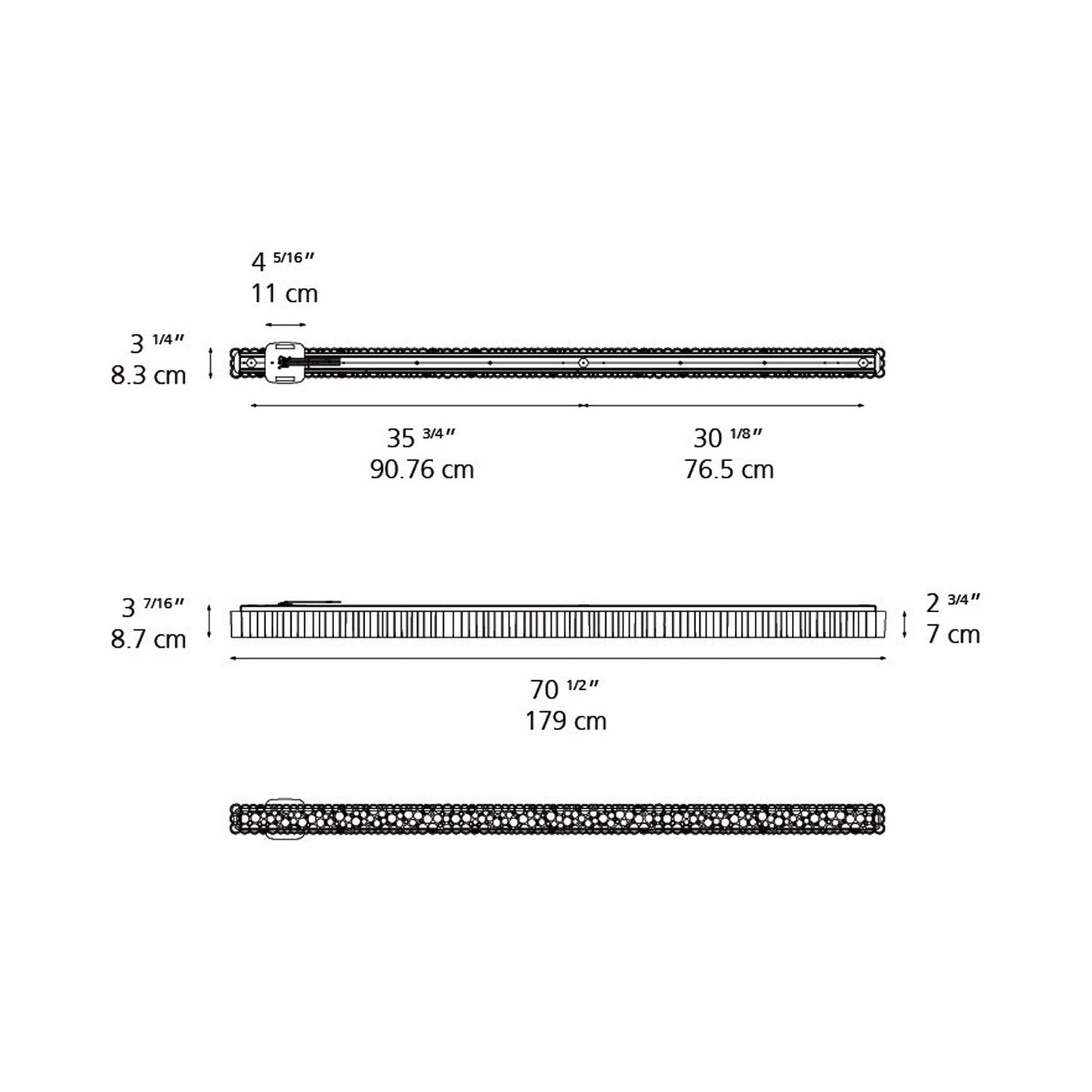Calipso LED Linear Ceiling Light - line drawing.