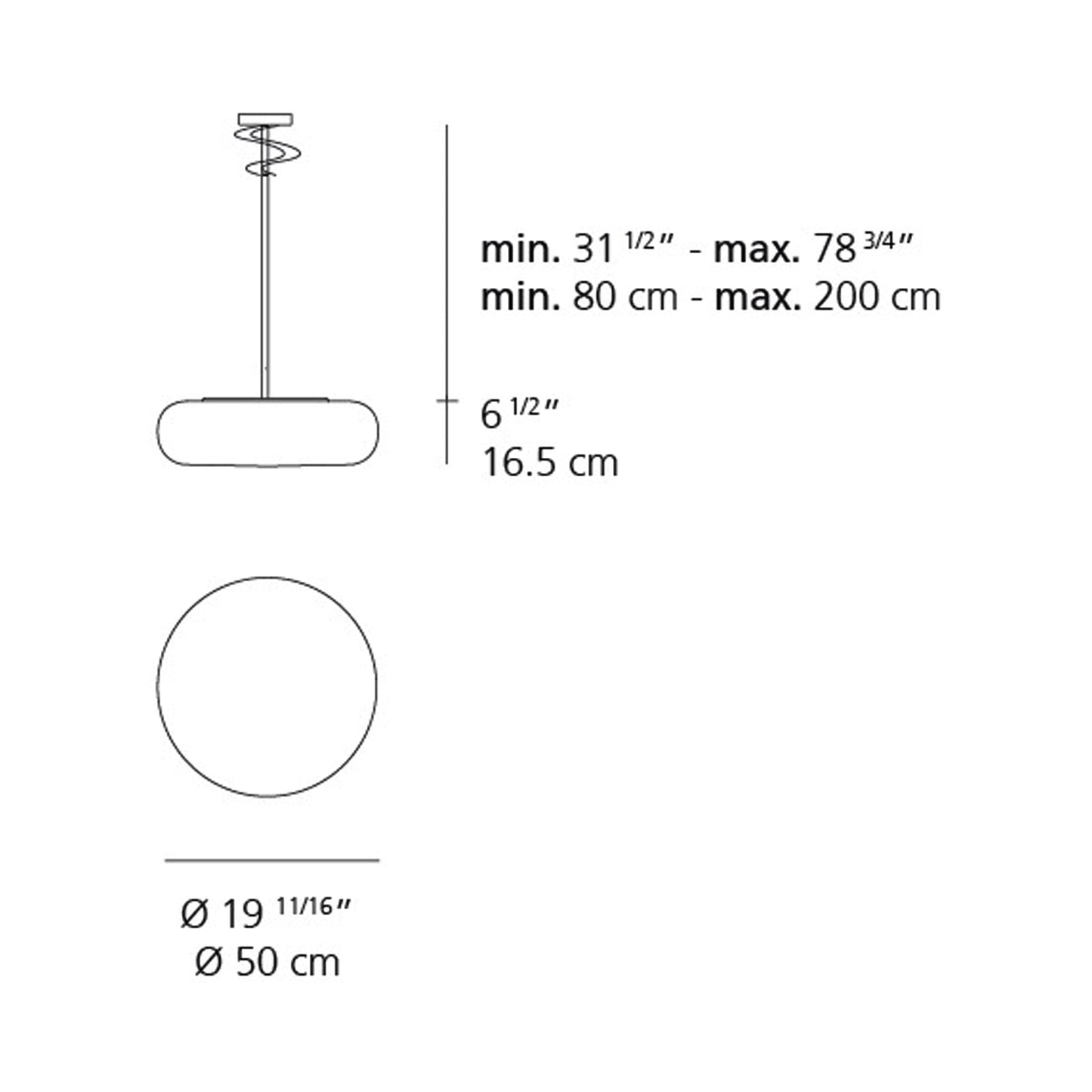 Itka Suspension Light - line drawing.