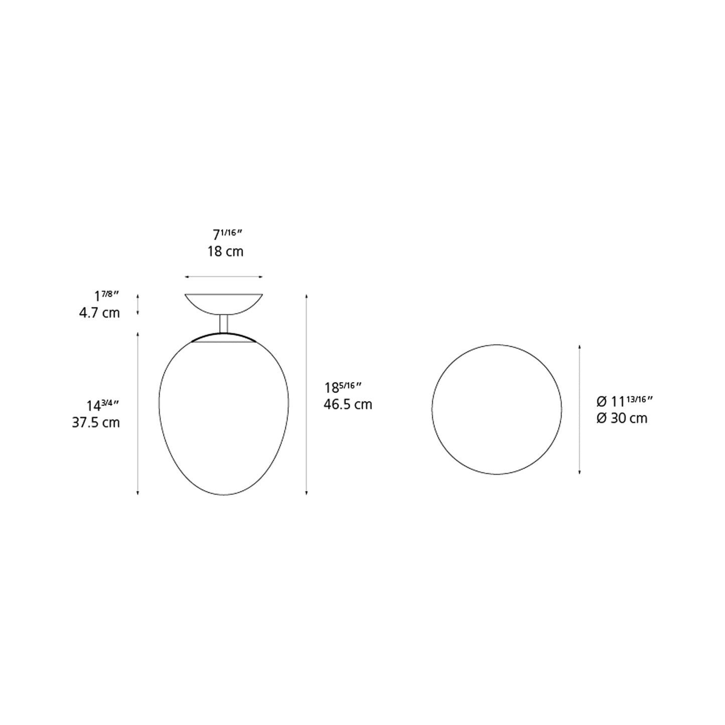Stelliar Nebula LED Ceiling Light - line drawing.