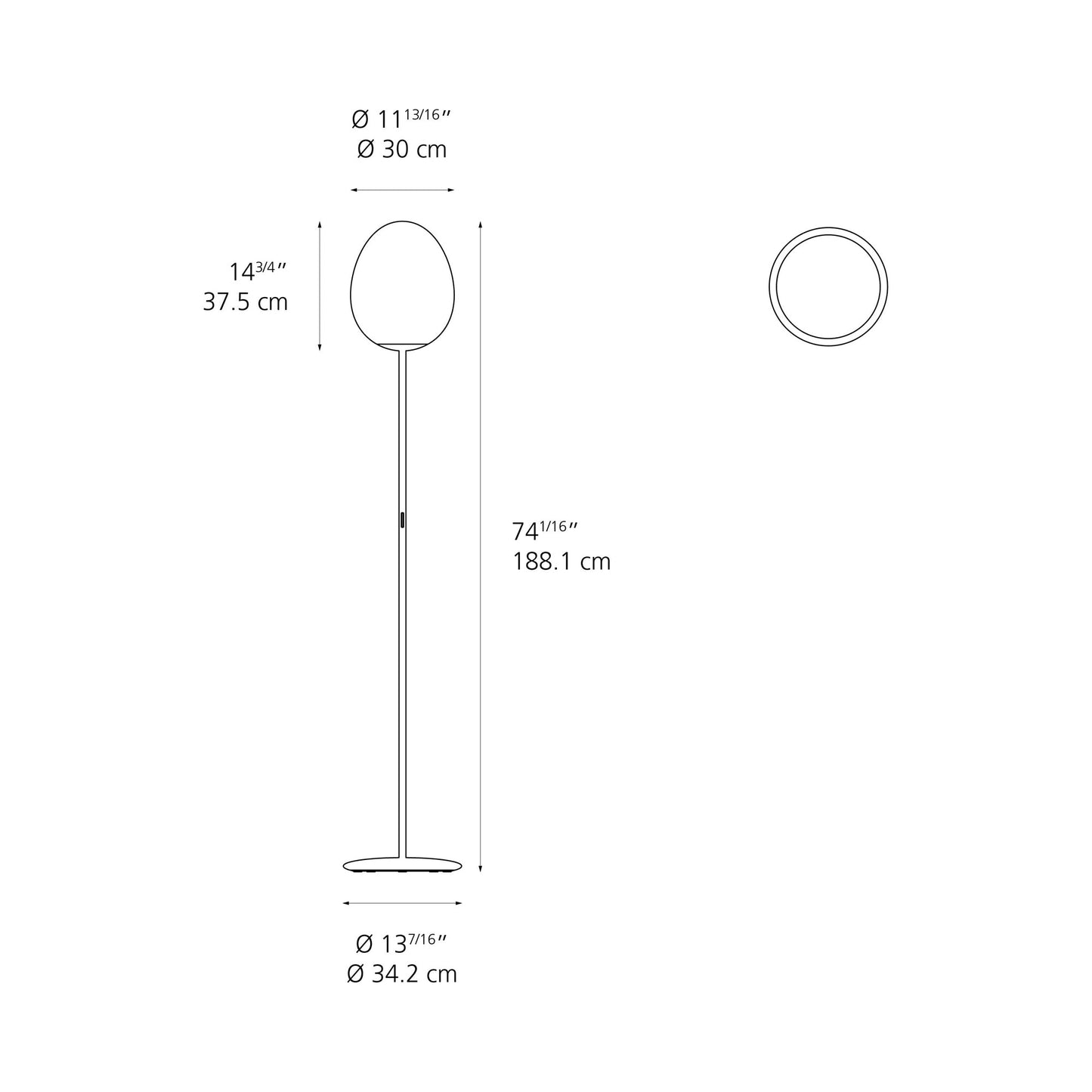 Stelliar Nebula LED Floor Lamp - line drawing.