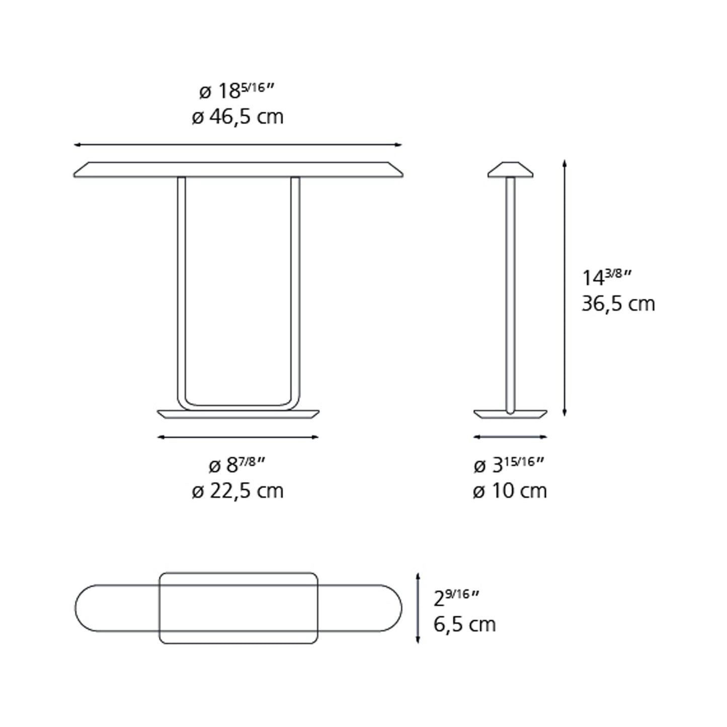 Tempio LED Table Lamp - line drawing.