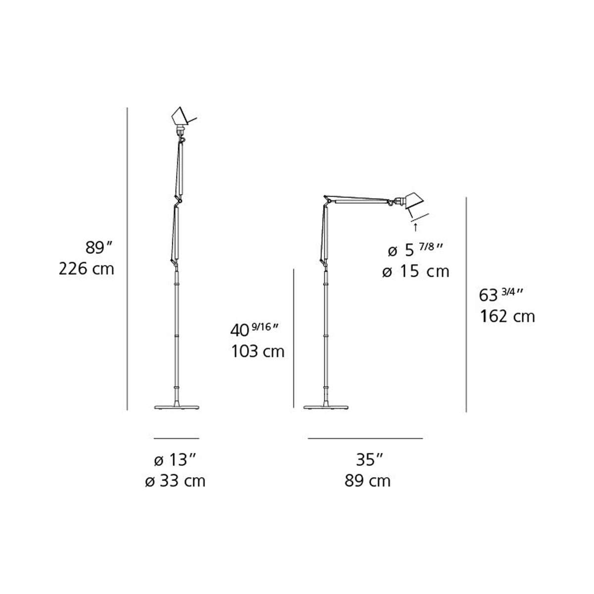 Tolomeo Classic LED Floor Lamp with Motion Sensor - line drawing.