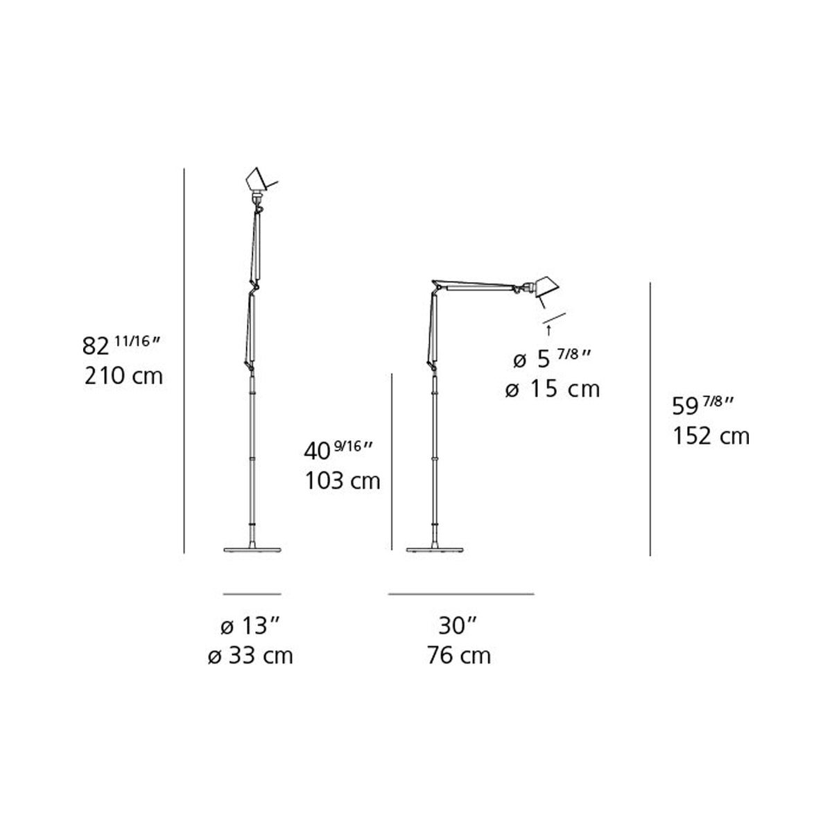 Tolomeo Mini LED Floor Lamp with Motion Sensor - line drawing.