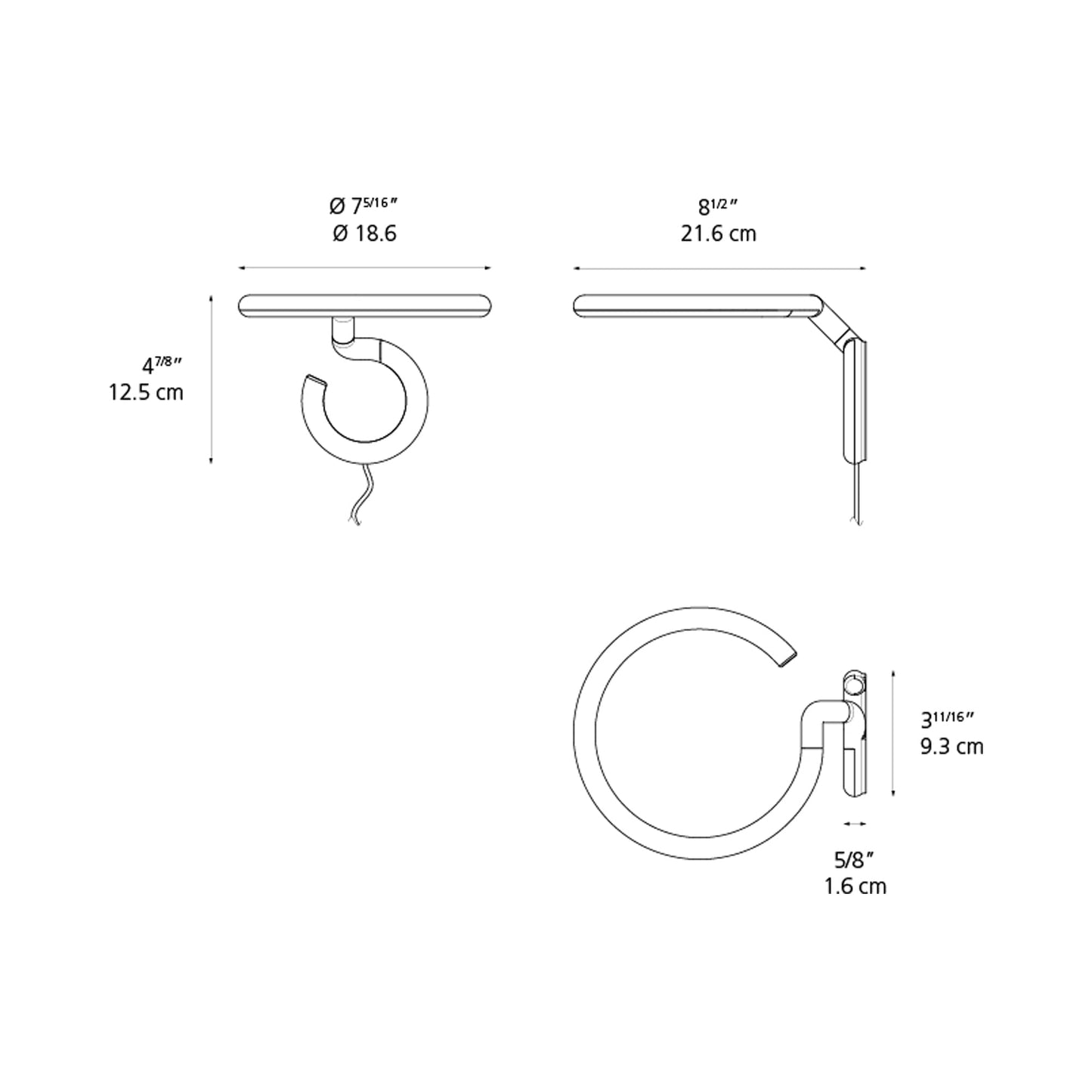 Vine LED Spot Light - line drawing.