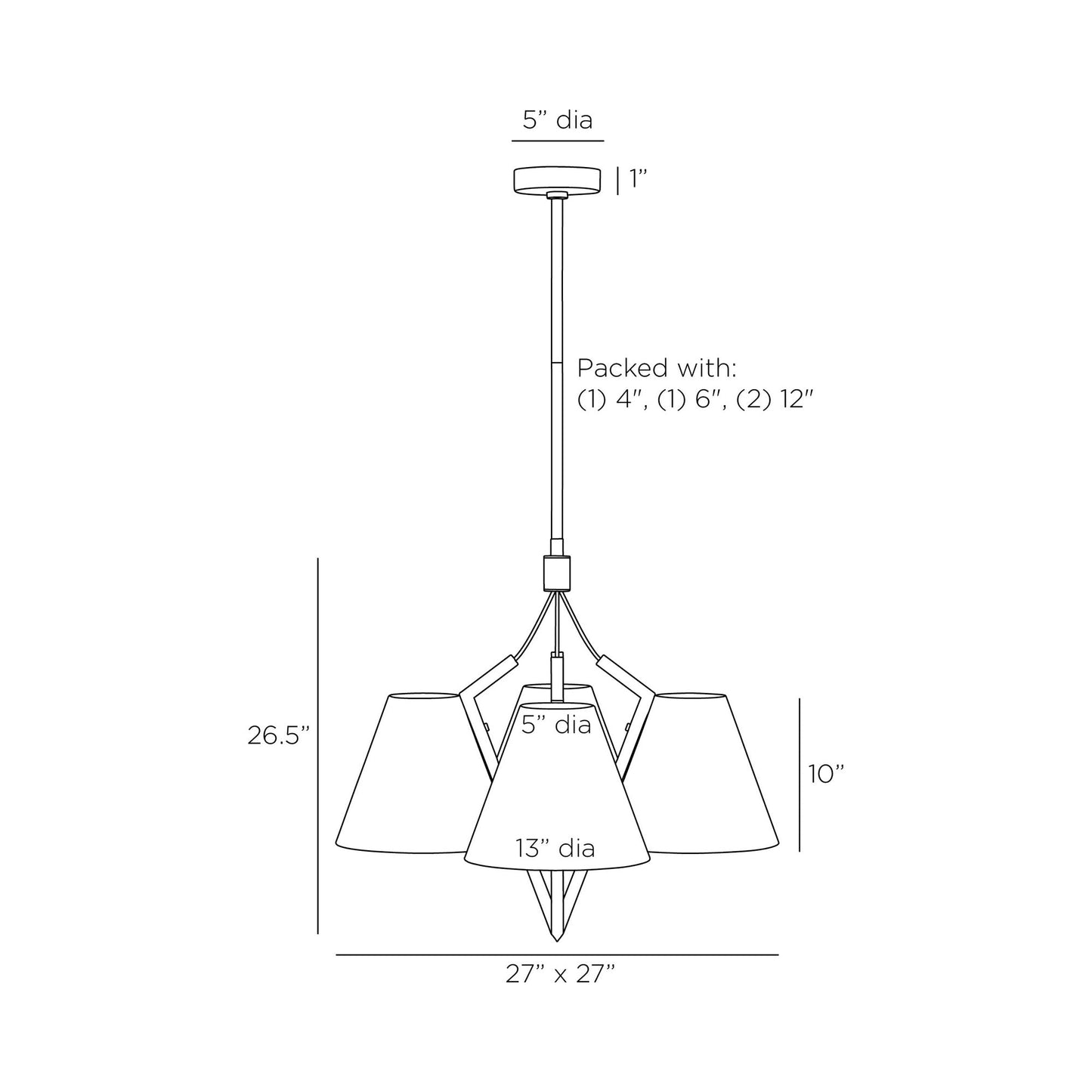 Abrams Chandelier - line drawing.