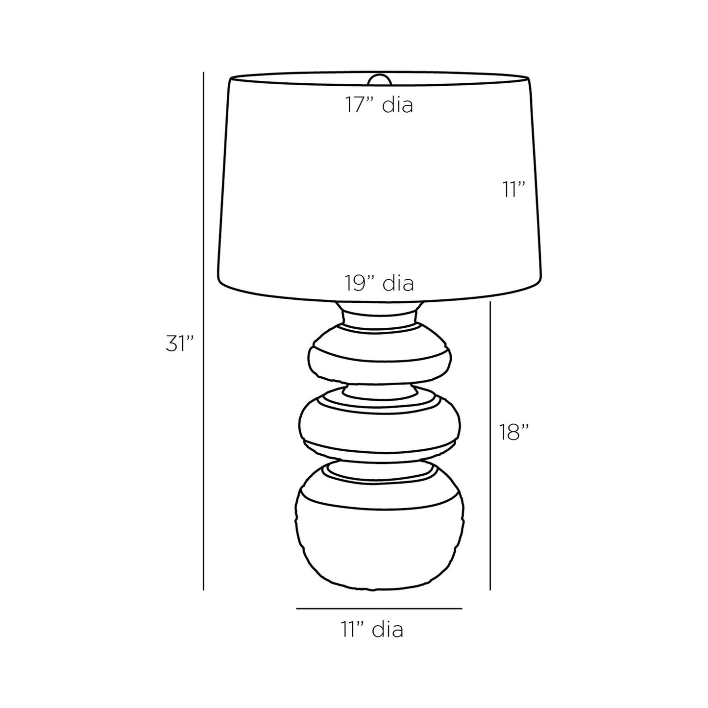 Alanis Table Lamp - line drawing.