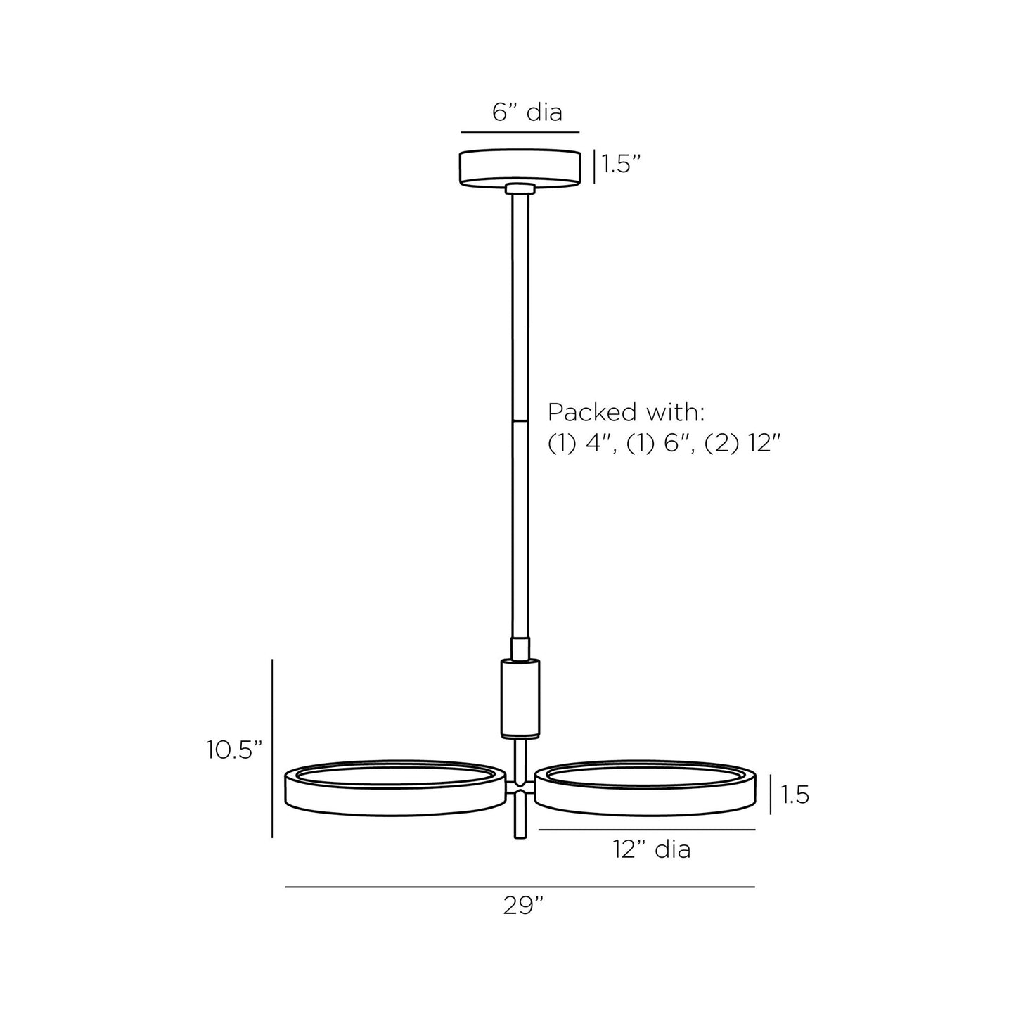 Alexander LED Chandelier - line drawing.