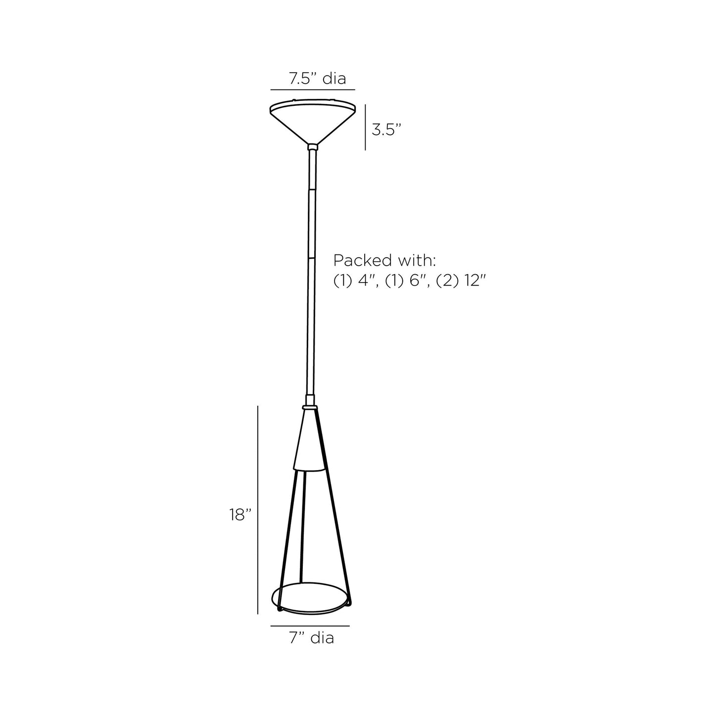 Alexis LED Pendant Light - line drawing.