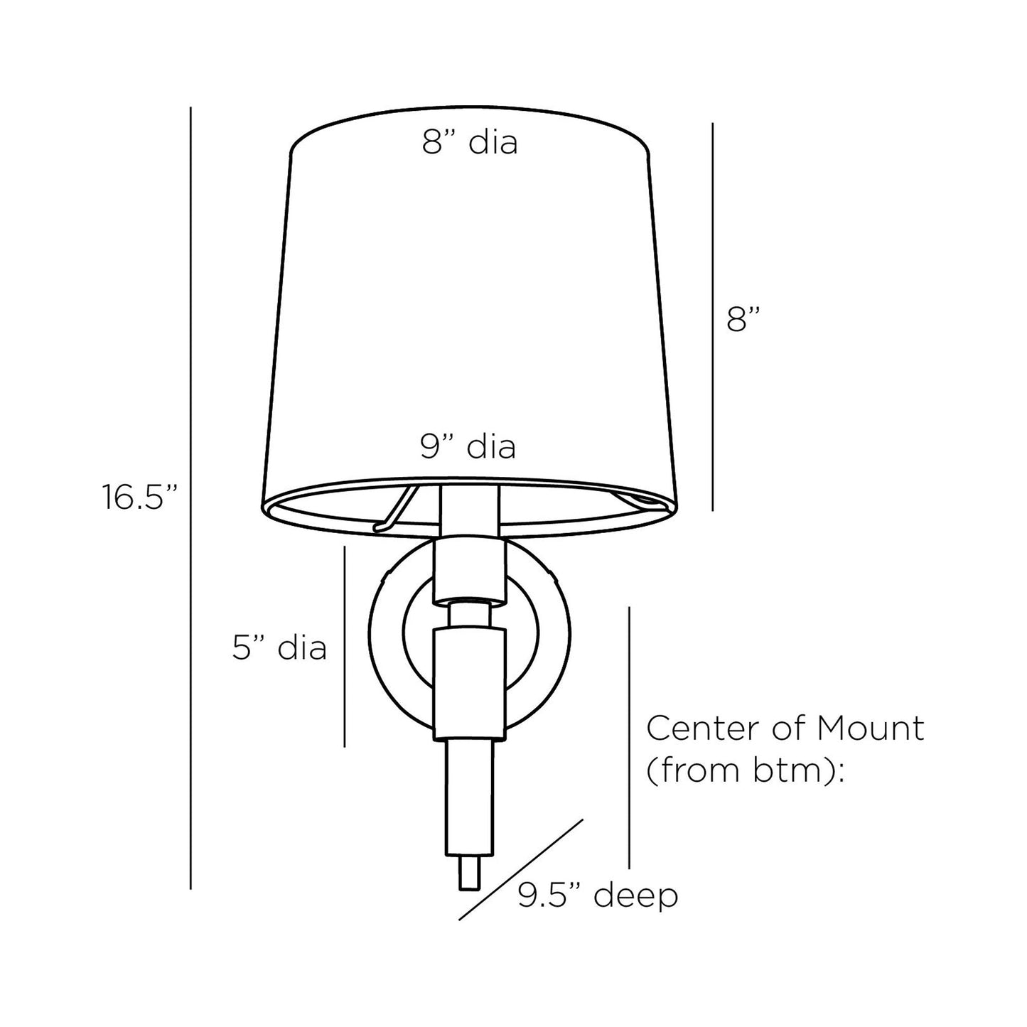 Allman Wall Light - line drawing.