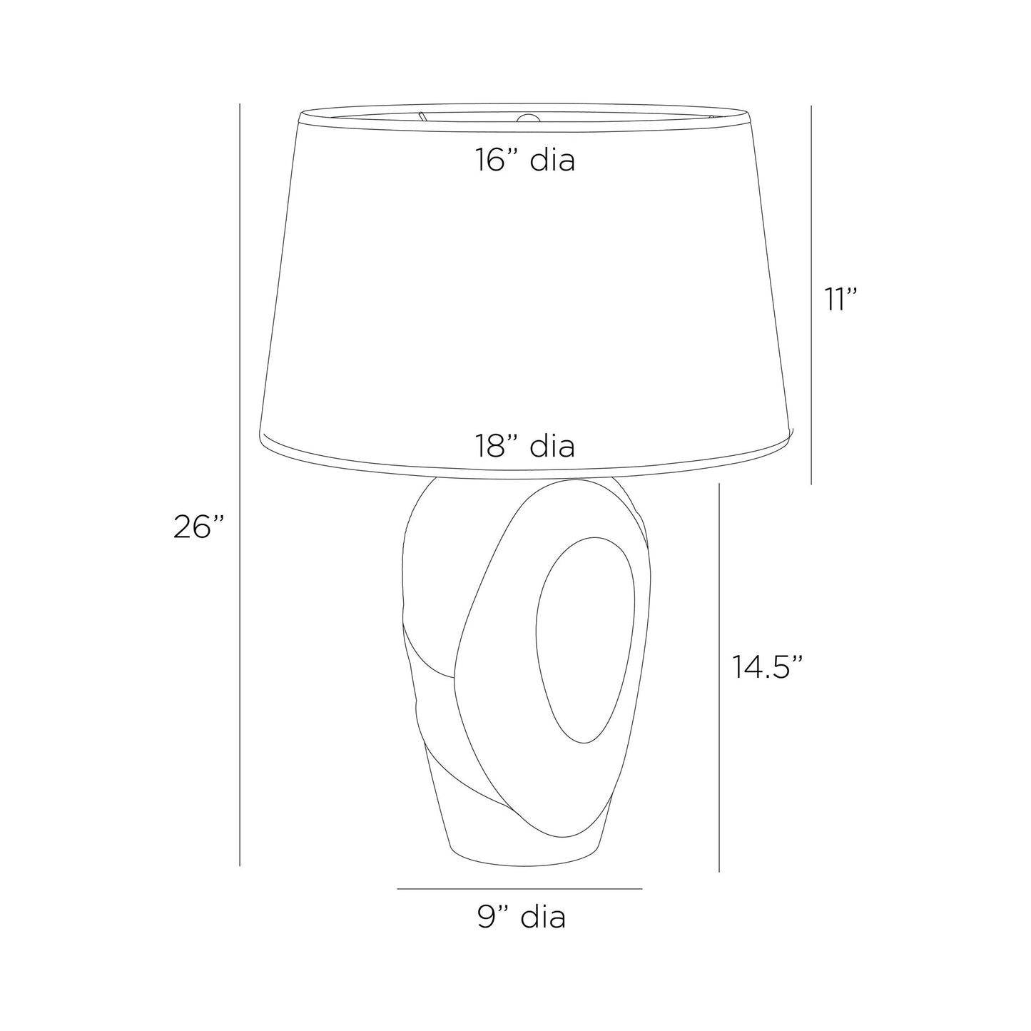 Amelia Table Lamp - line drawing.