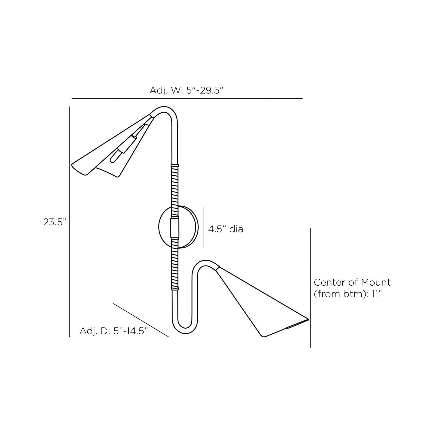 Amerson Wall Light - line drawing.