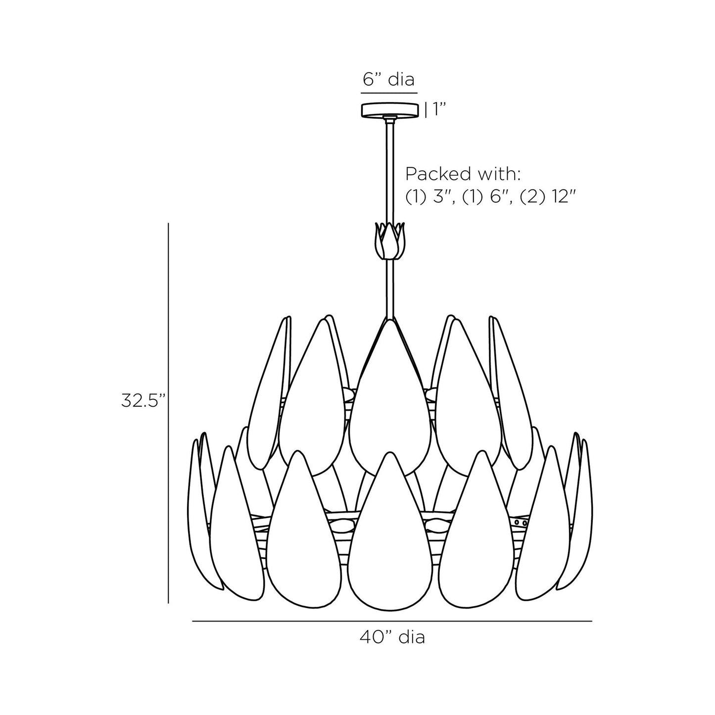 Anastasia Chandelier - line drawing.