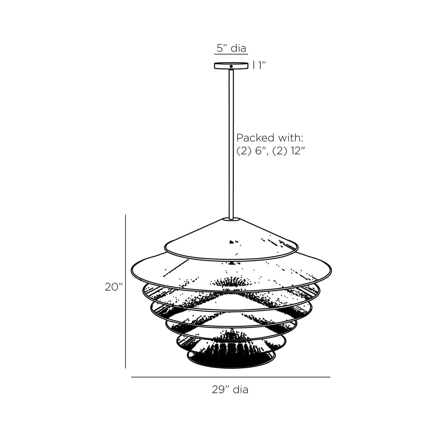 Andria Pendant Light - line drawing.