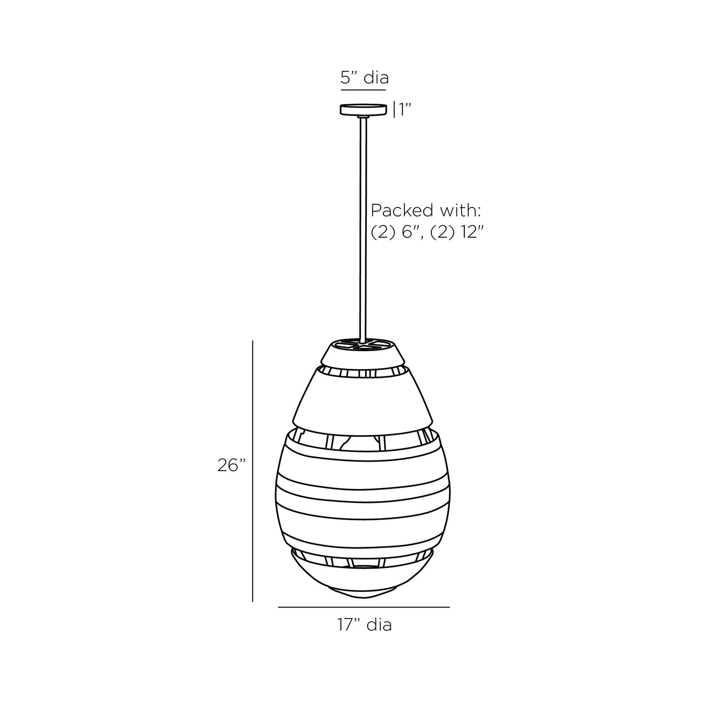 Anila Pendant Light - line drawing.