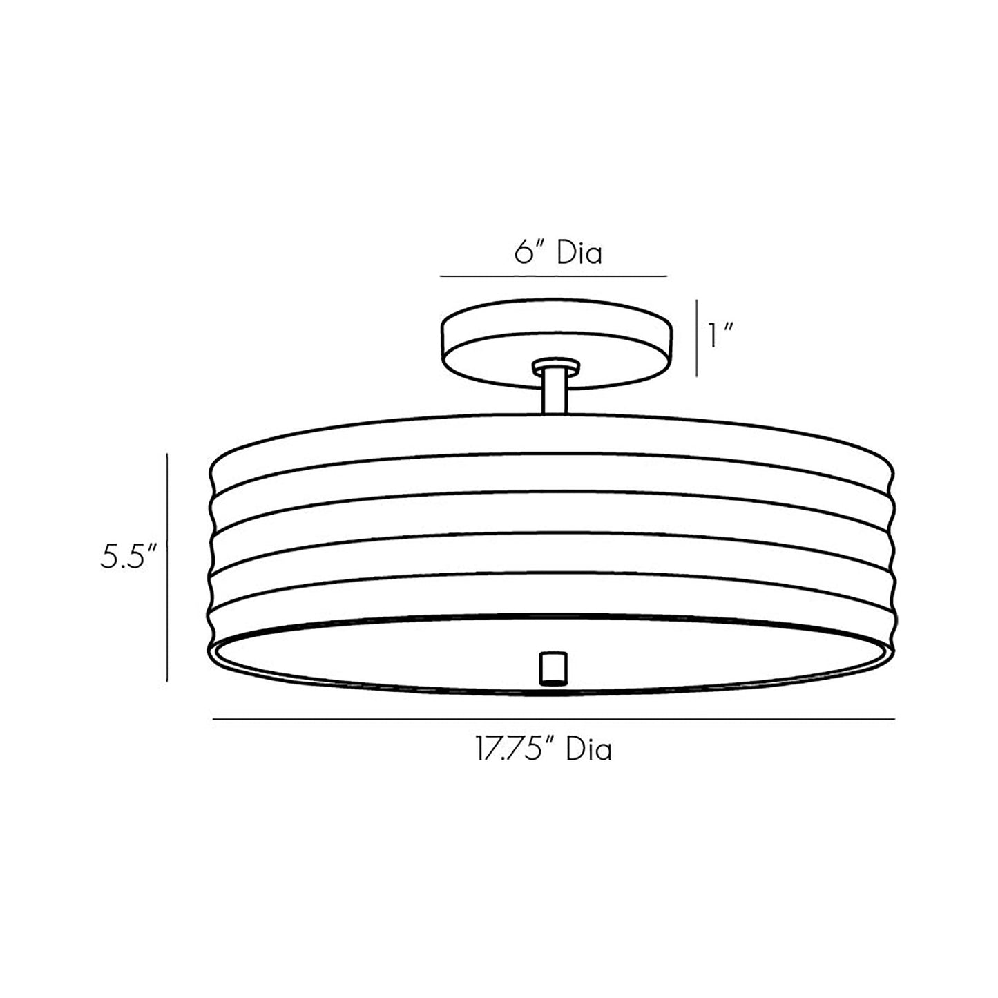 Anna Semi Flush Mount Ceiling Light - line drawing.