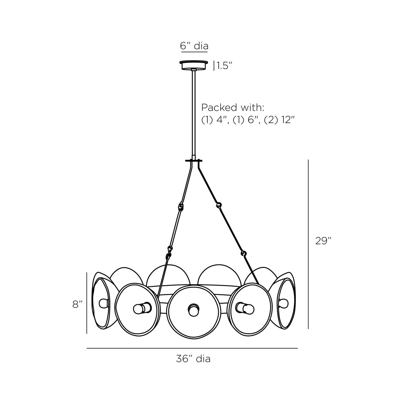 Apollo Chandelier - line drawing.