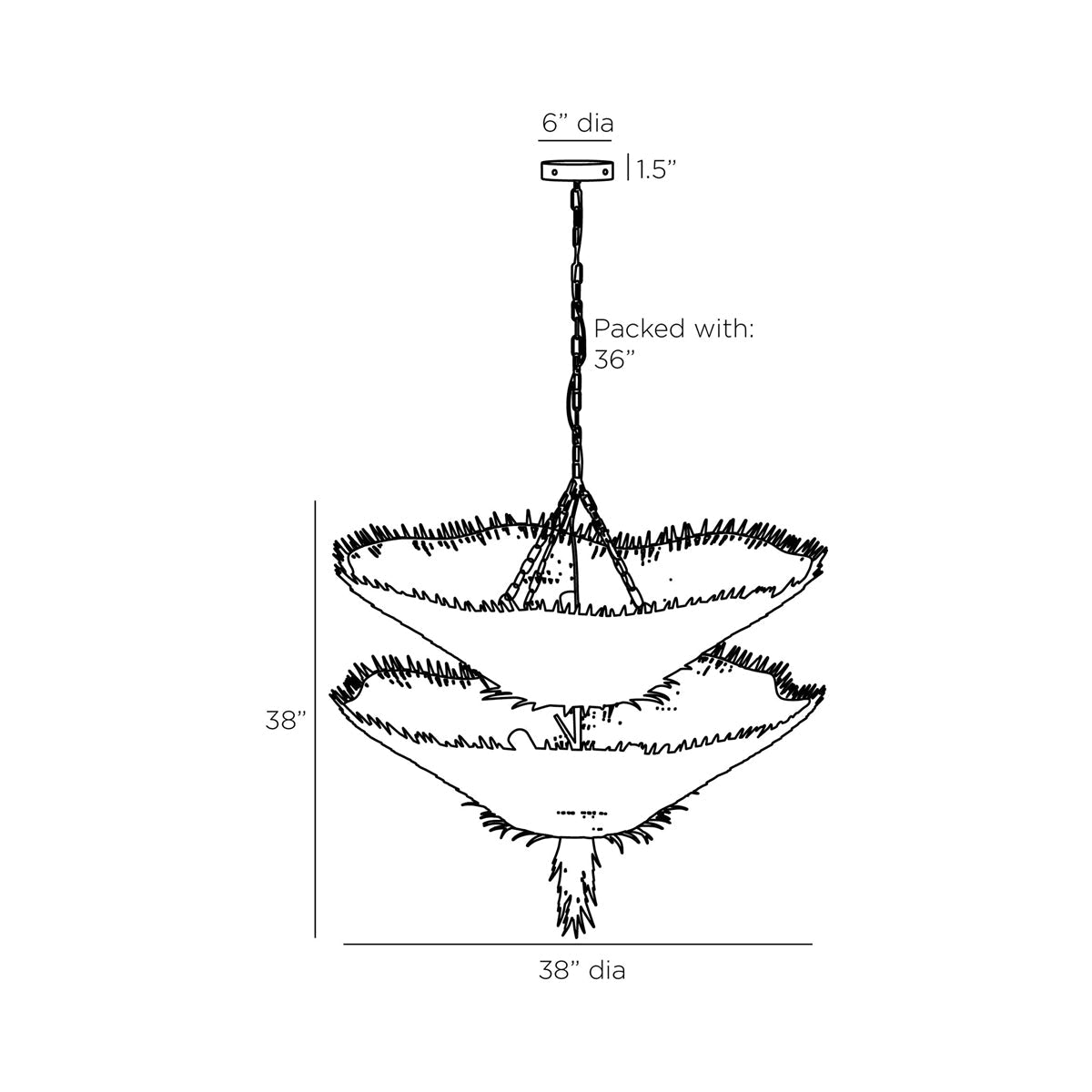 Aukland Chandelier - line drawing.
