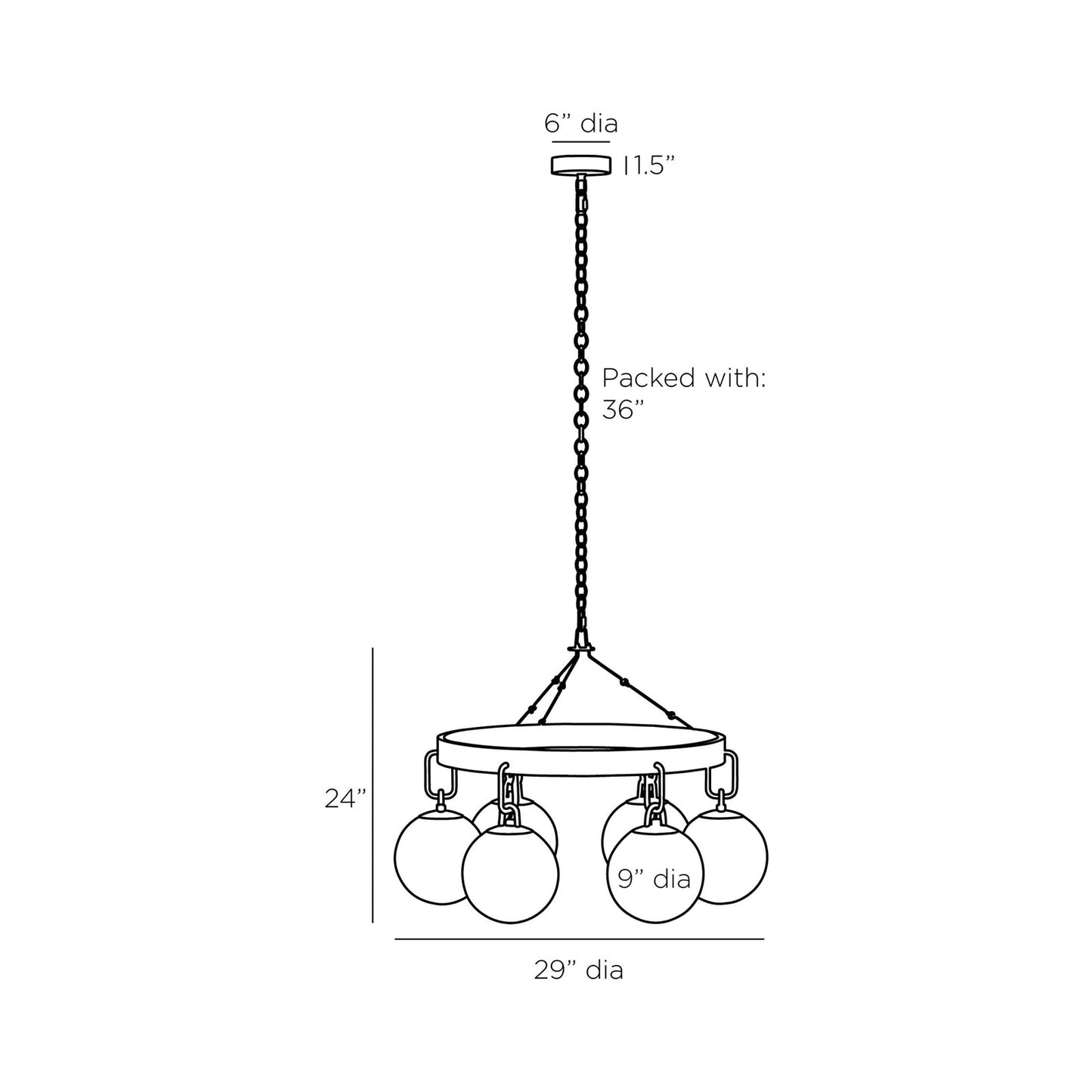 Bailey Chandelier - line drawing.