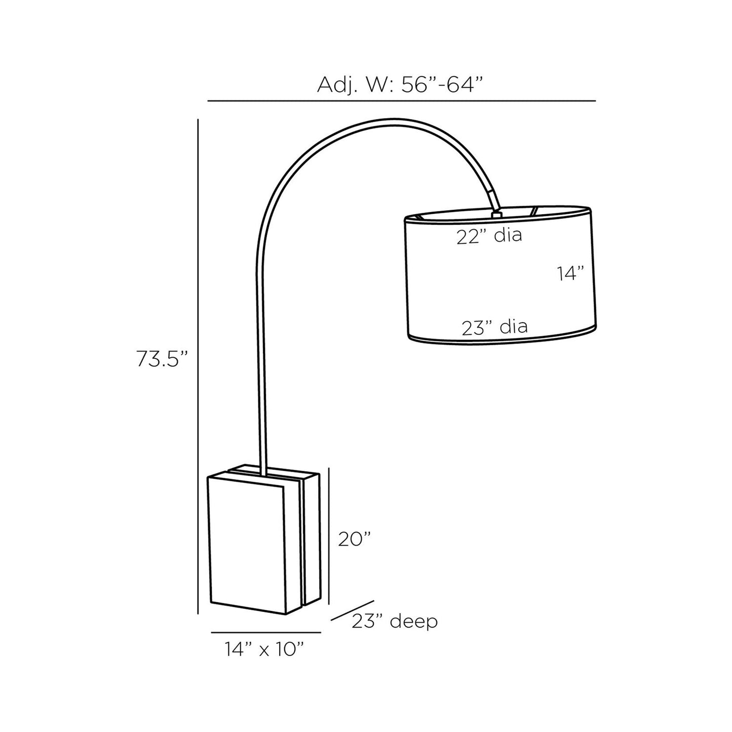 Bali Floor Lamp - line drawing.