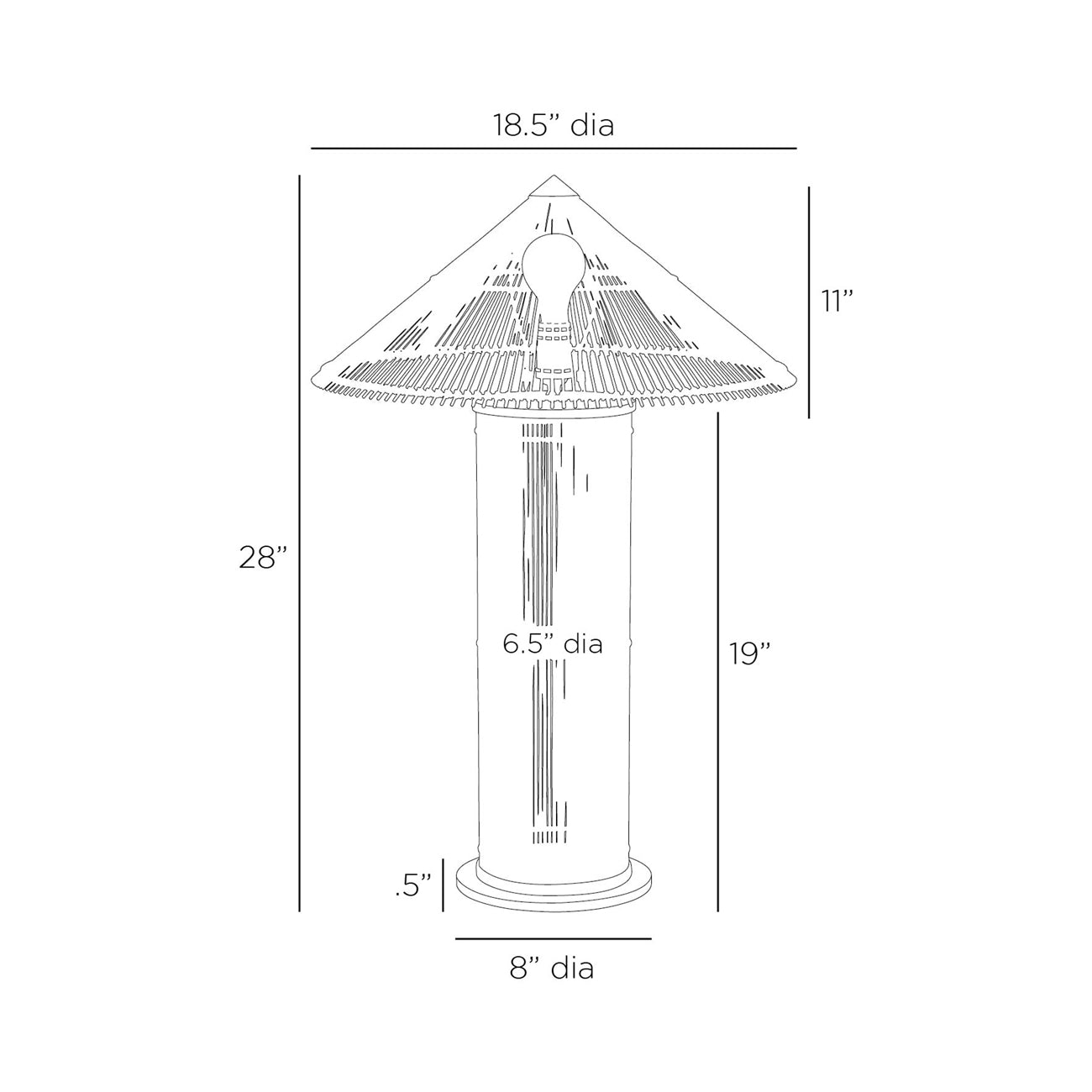 Belize Table Lamp - line drawing.