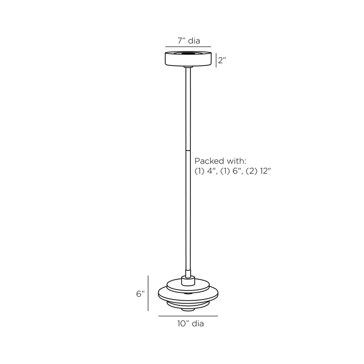 Bevins LED Pendant Light - line drawing.