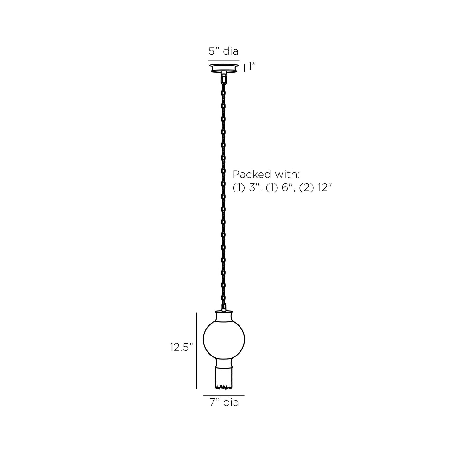 Boswell Pendant Light - line drawing.