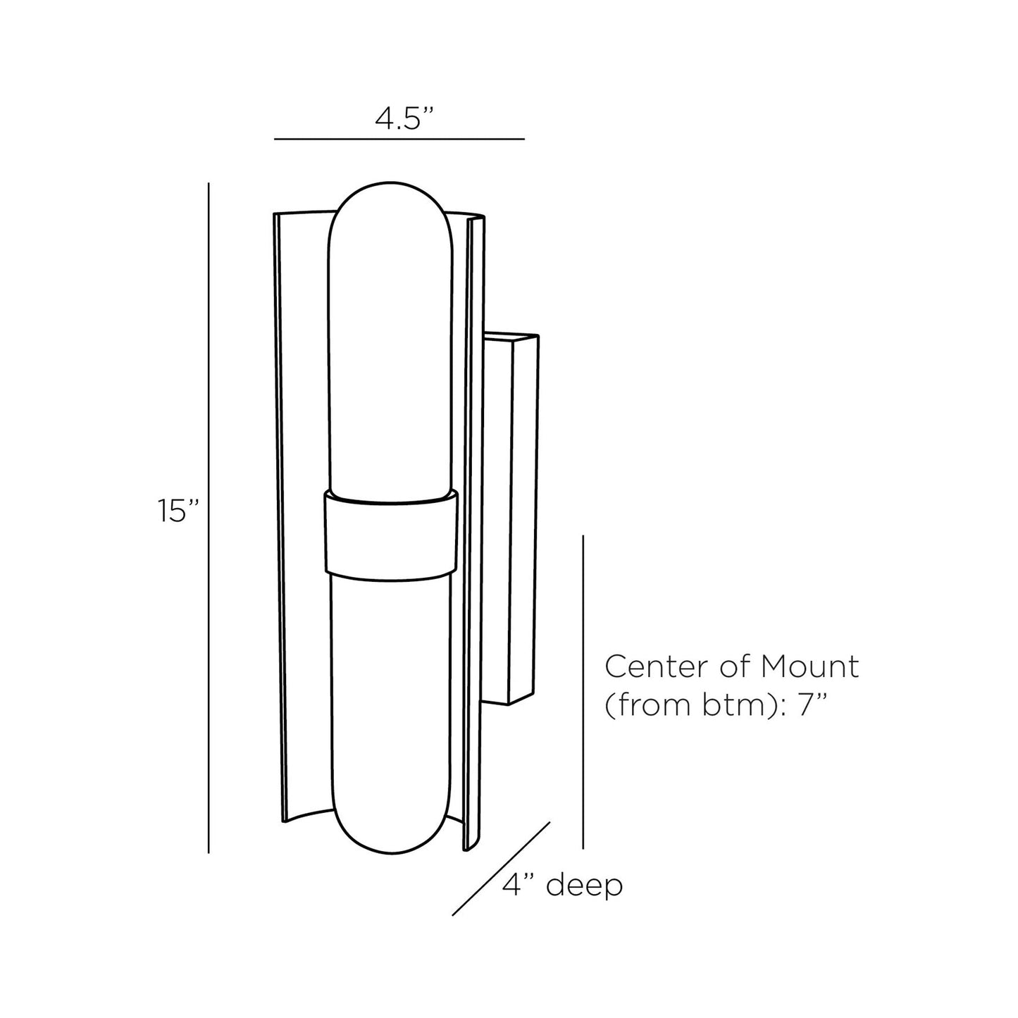 Bretman LED Wall Light - line drawing.
