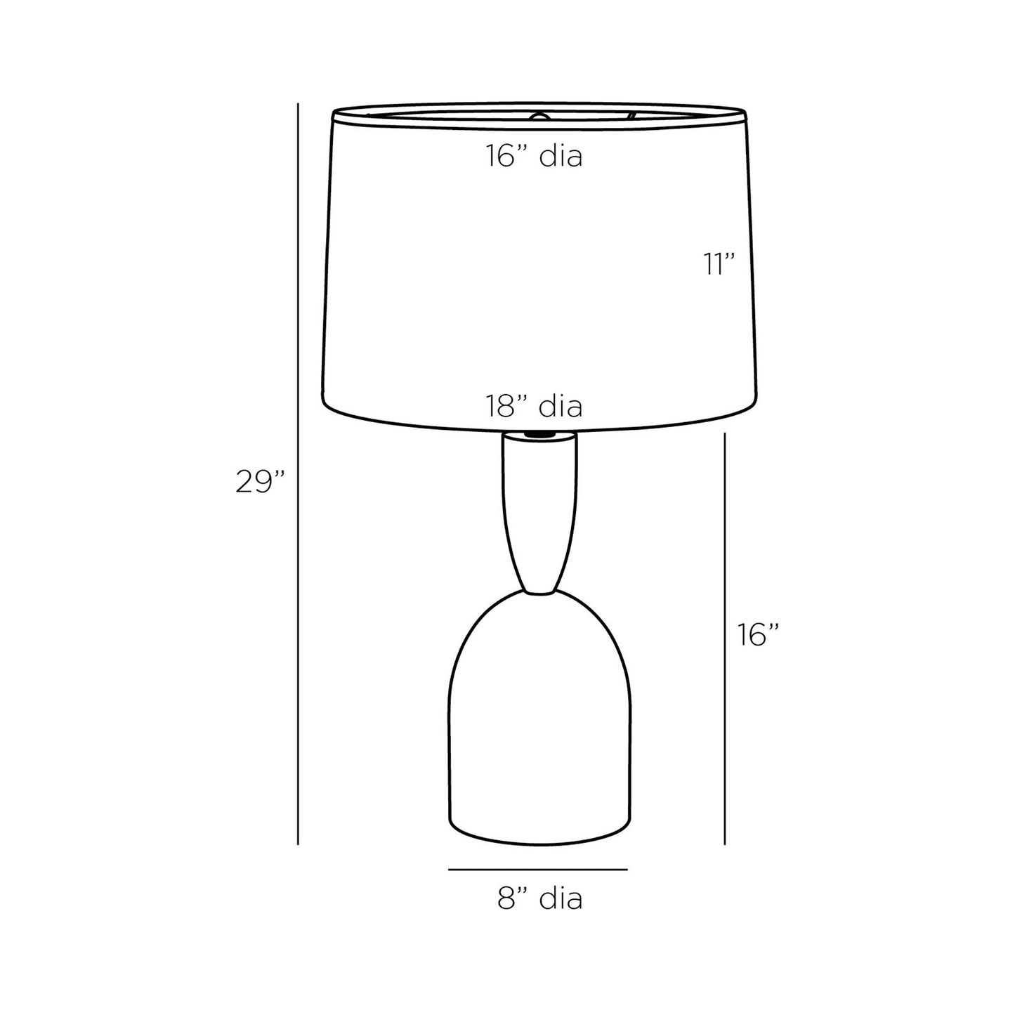 Brighton Table Lamp - line drawing.