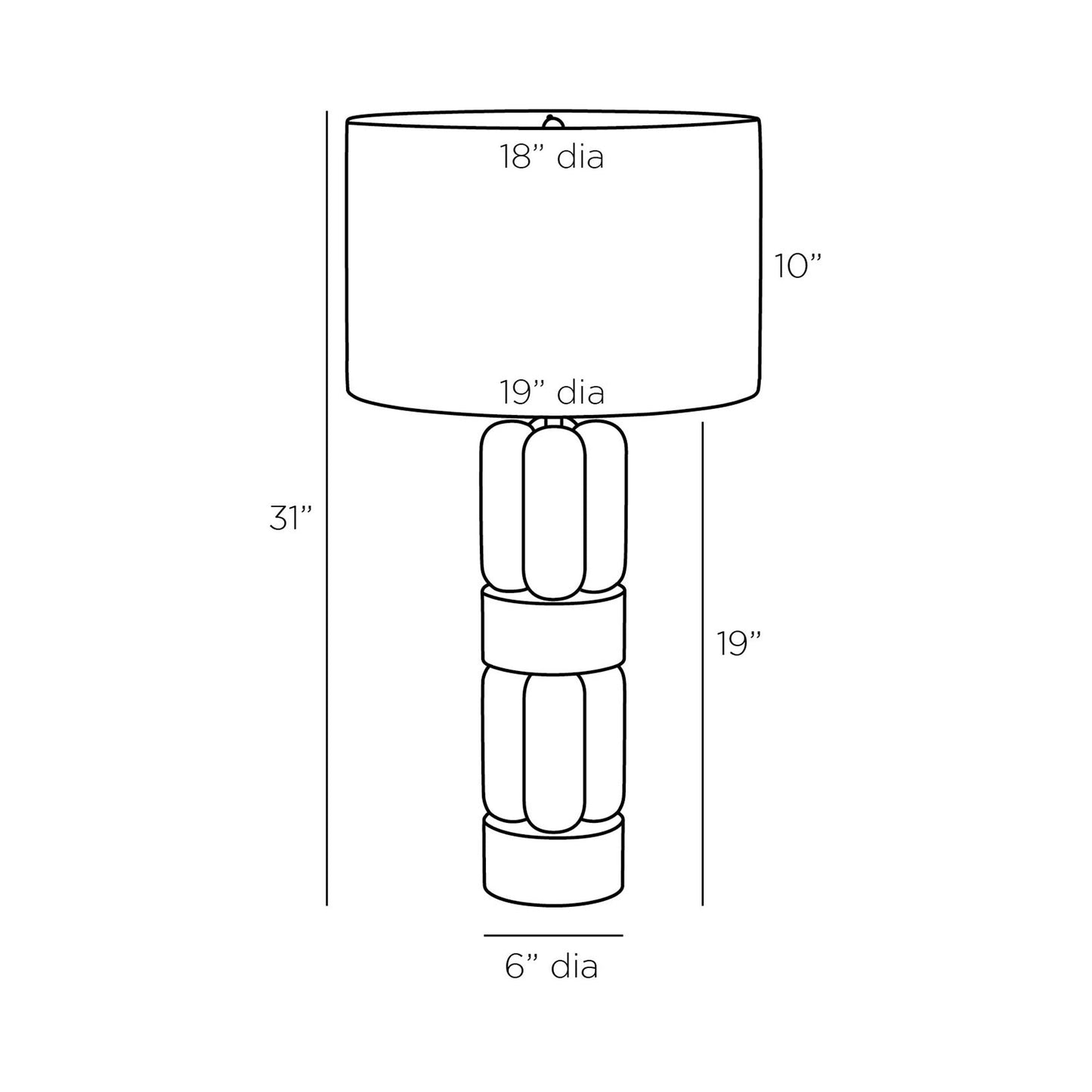Bronson Table Lamp - line drawing.