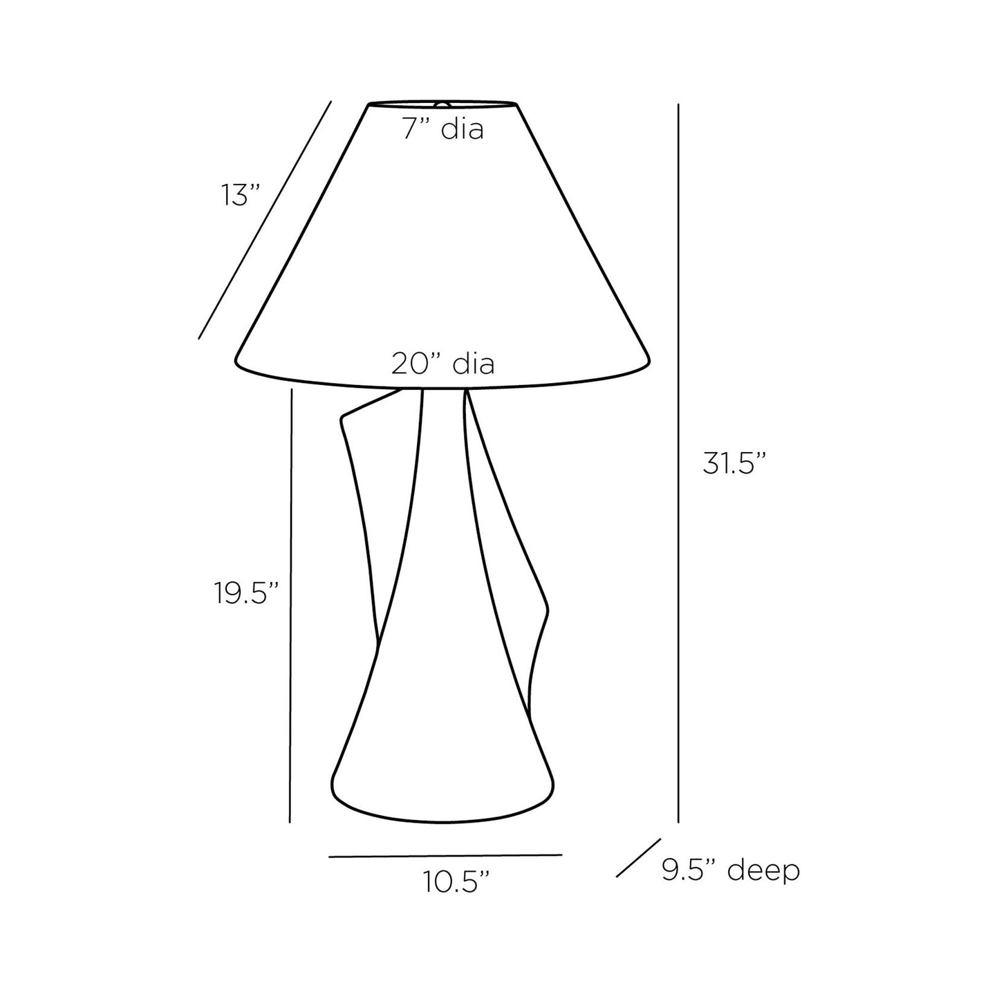 Bruce Table Lamp - line drawing.