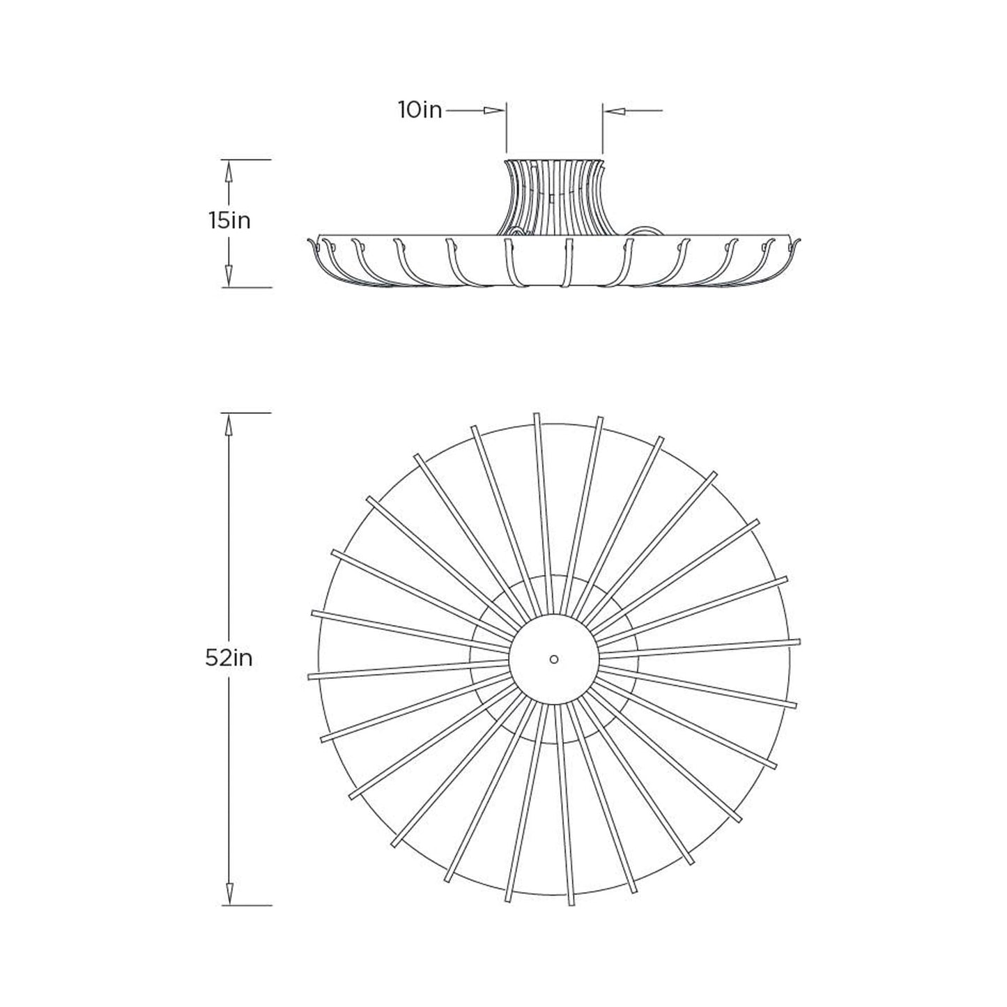 Chambers Semi Flush Mount Ceiling Light - line drawing.